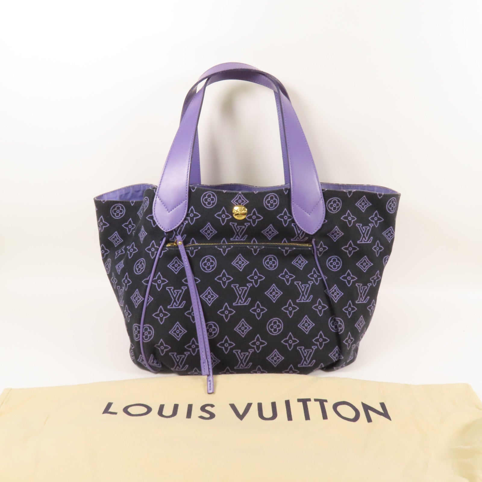 LOUIS VUITTON 帆布Cabas Ipanema PM金扣肩背袋