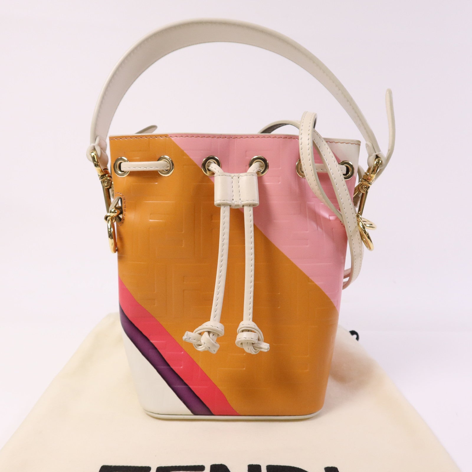 FENDI 【激減優惠】牛皮皮革Mon Tresor Mini金扣手挽肩背兩用袋