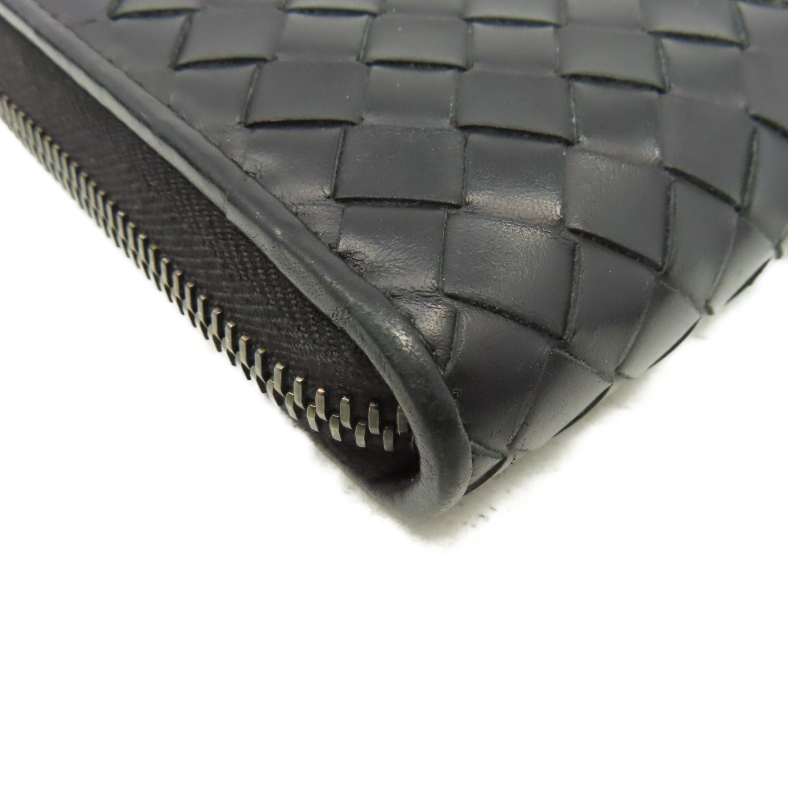 BOTTEGA VENETA 【激減優惠】織紋皮革Zipper Long Wallet拉鏈長錢包黑色