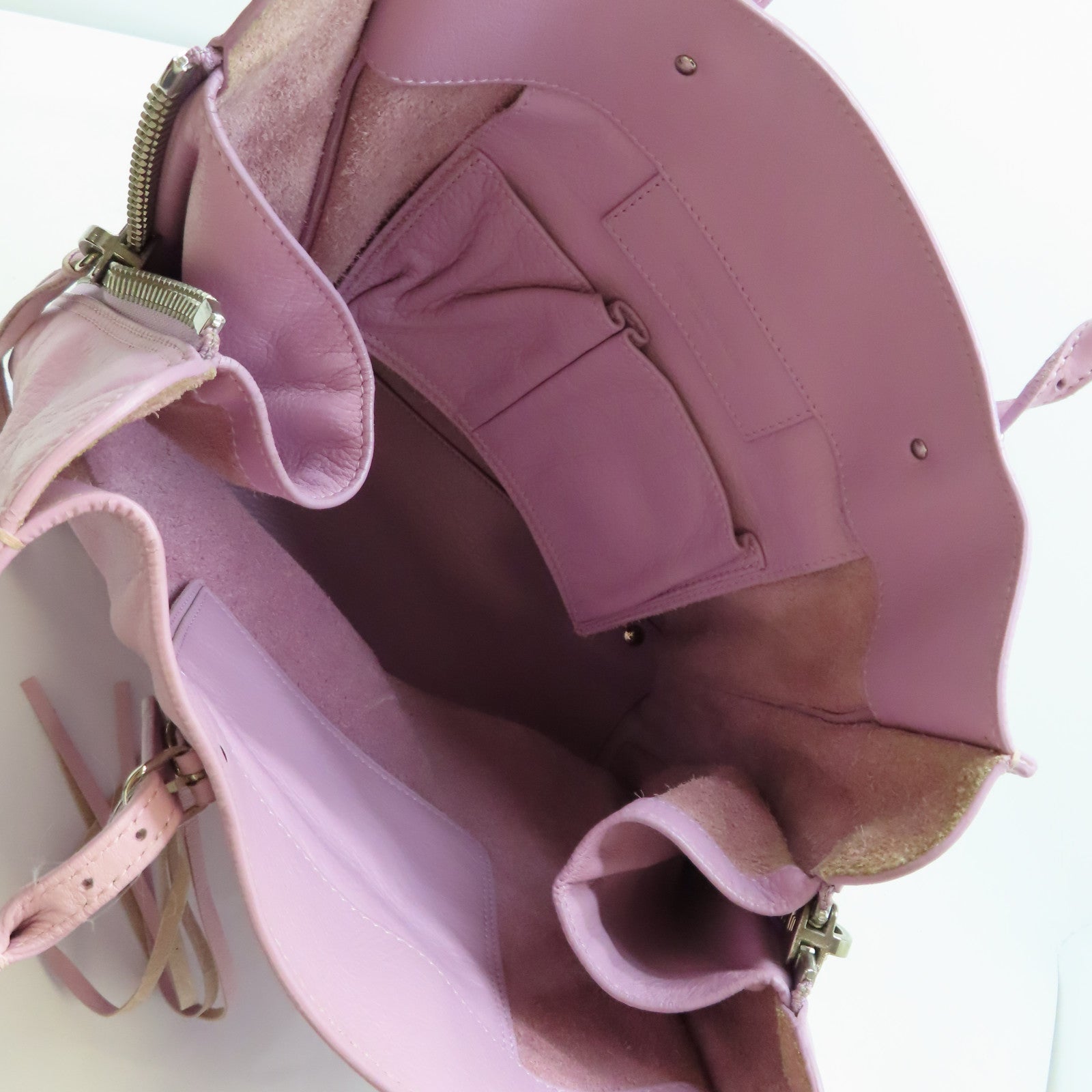 BALENCIAGA 【激減優惠】牛皮皮革Papier Tote銀扣手挽袋紫色