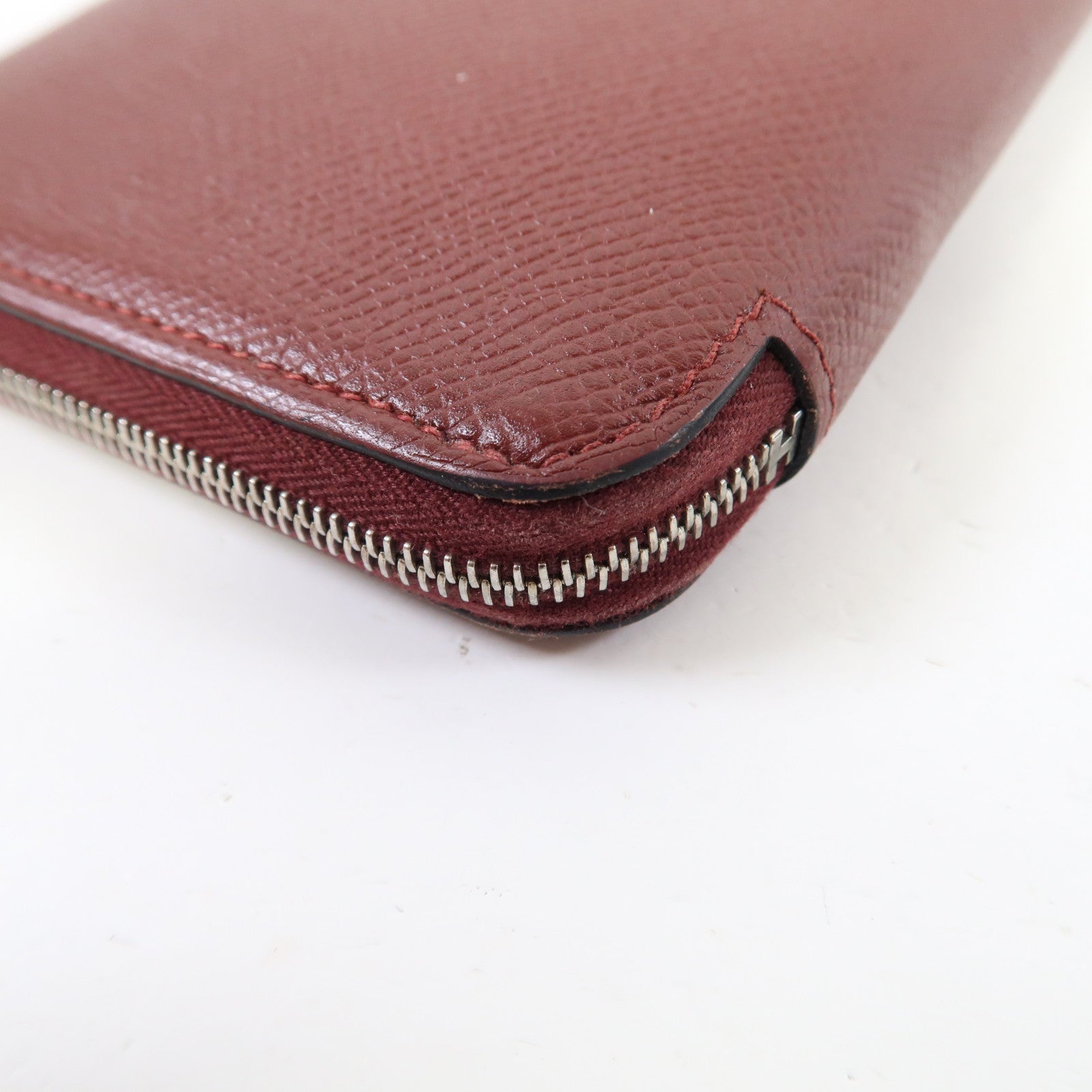 HERMES Epsom皮革Silk'In Wallet銀扣長錢包愛馬仕紅色
