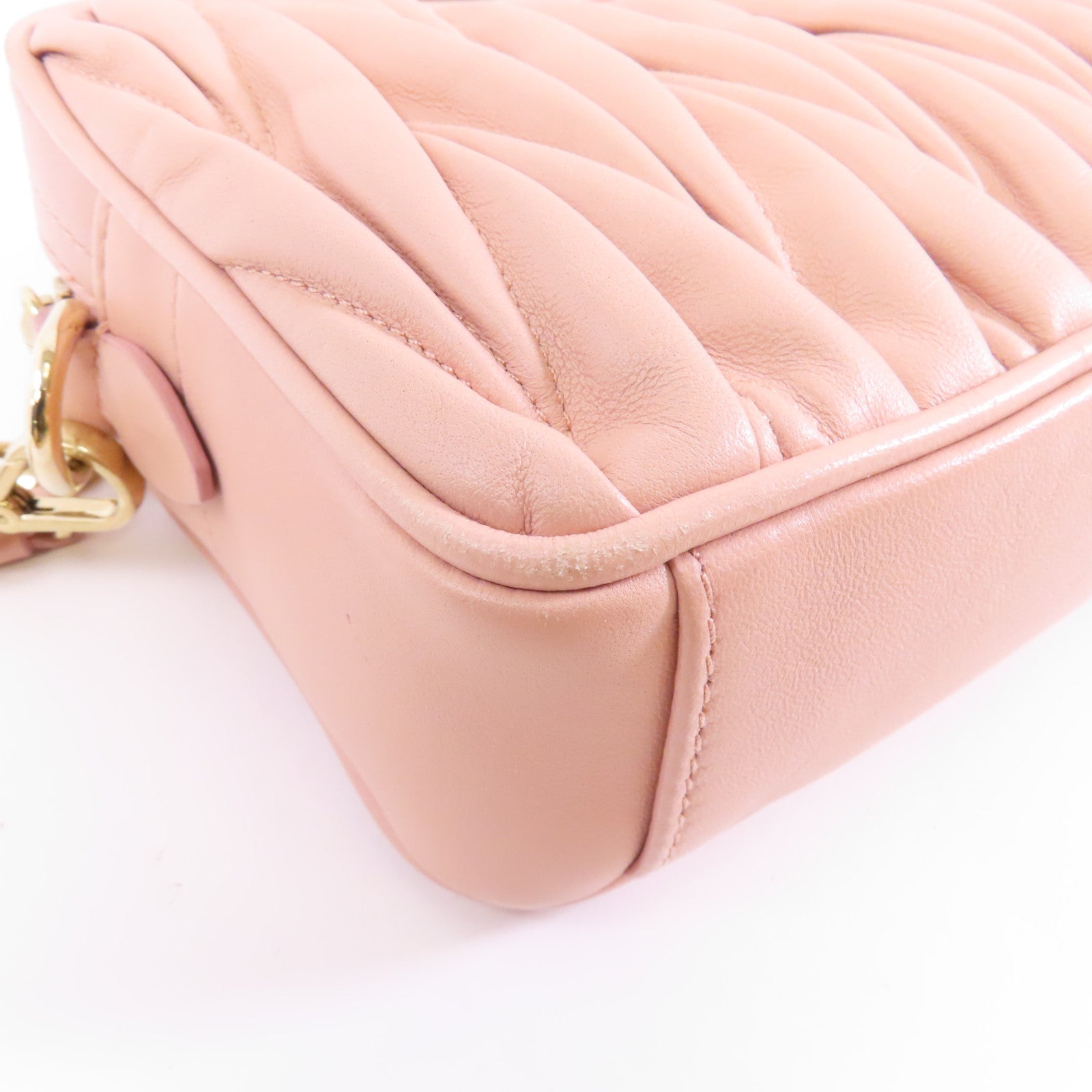 Miu Miu 羊皮皮革Chain Shoulder Bag金扣鏈帶肩背袋粉紅色