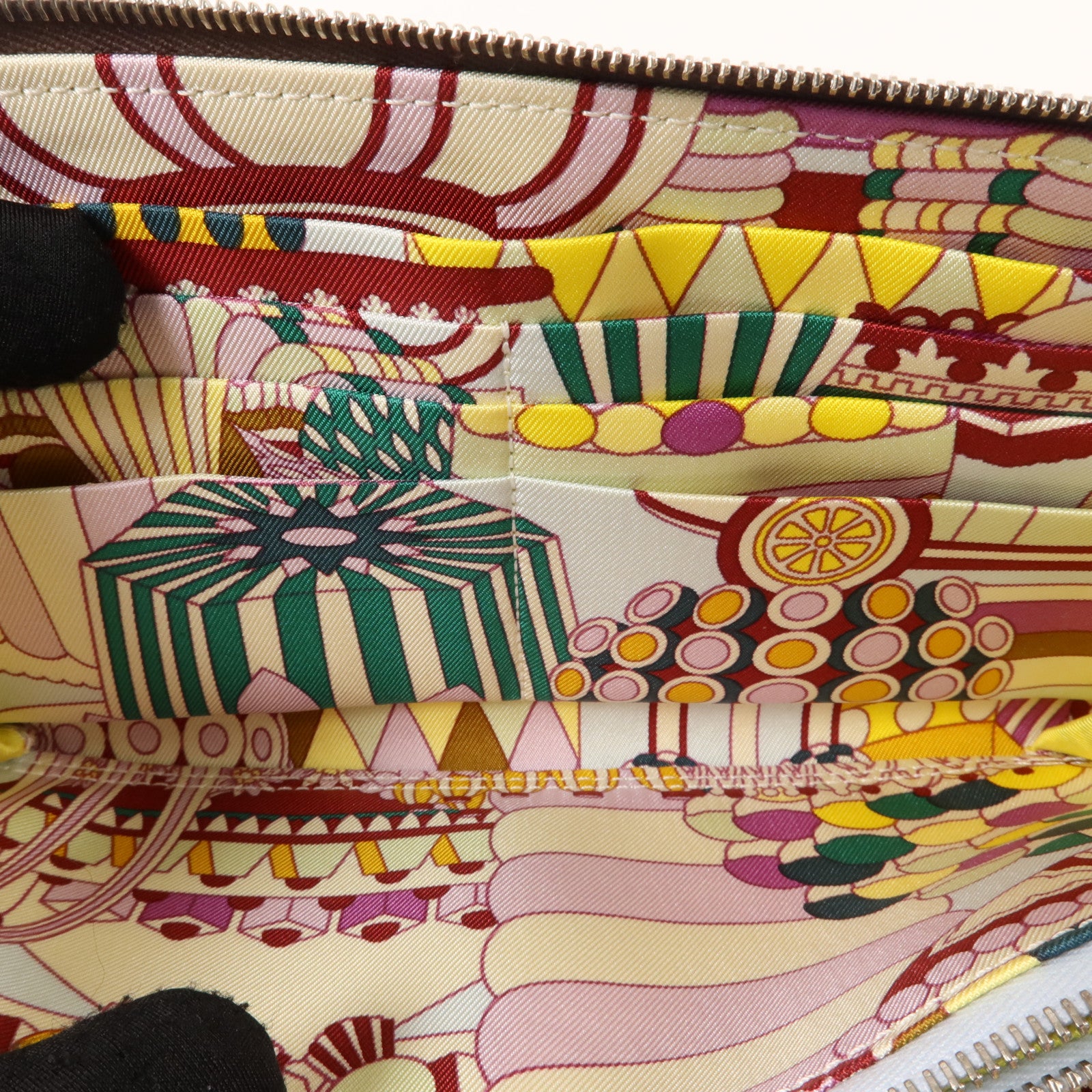 HERMES Epsom皮革Silk In Long Wallet長錢包Rouge Sellier