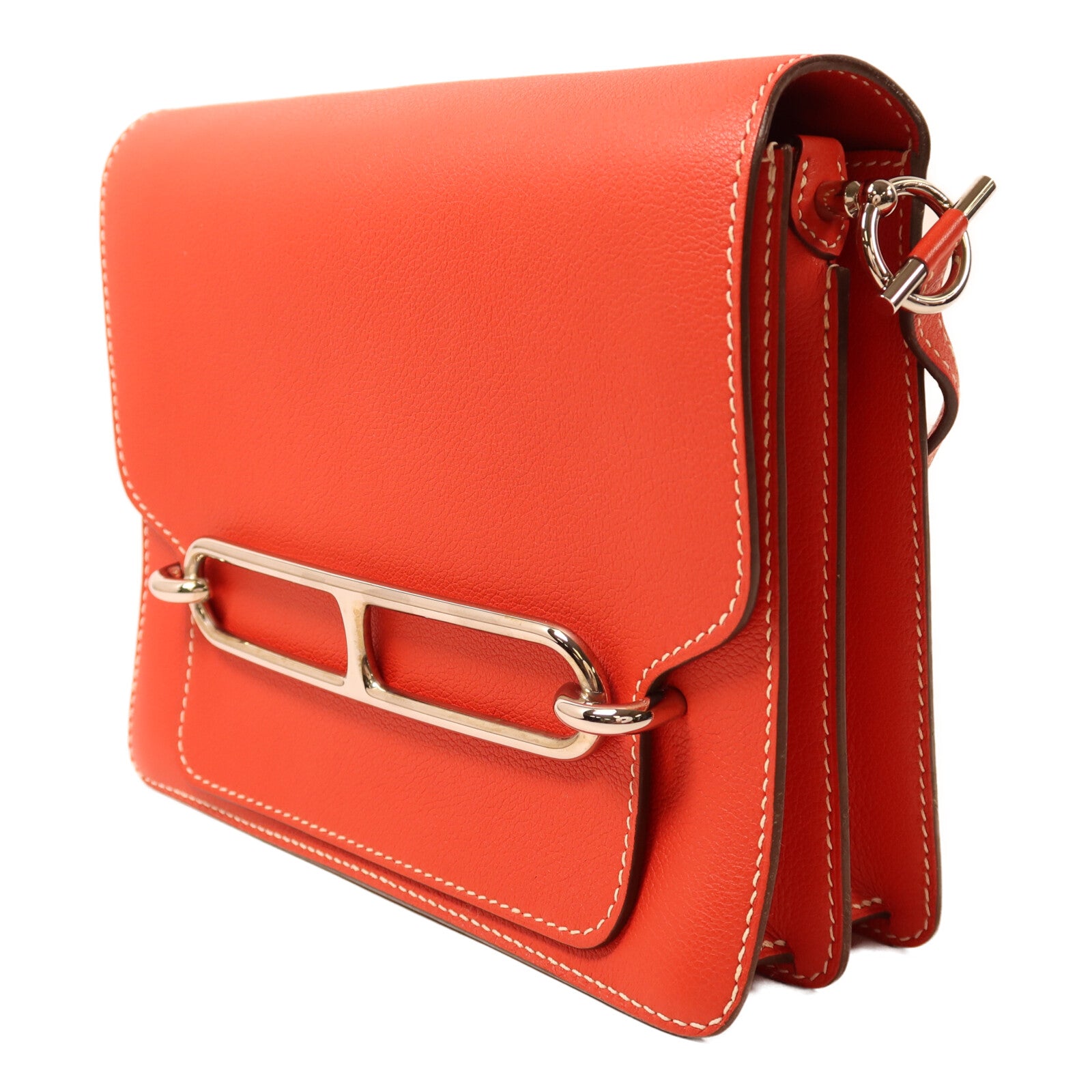HERMES Evercolor皮革Roulis 23銀扣肩背袋Sanguine