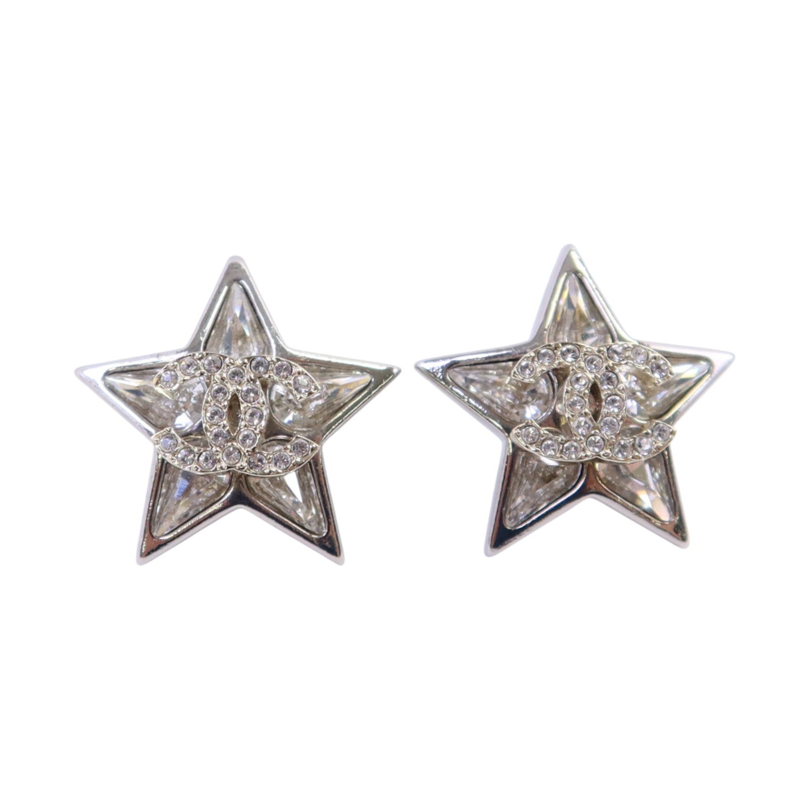 CHANEL 【激減優惠】金屬/水鑽Earrings銀扣耳環