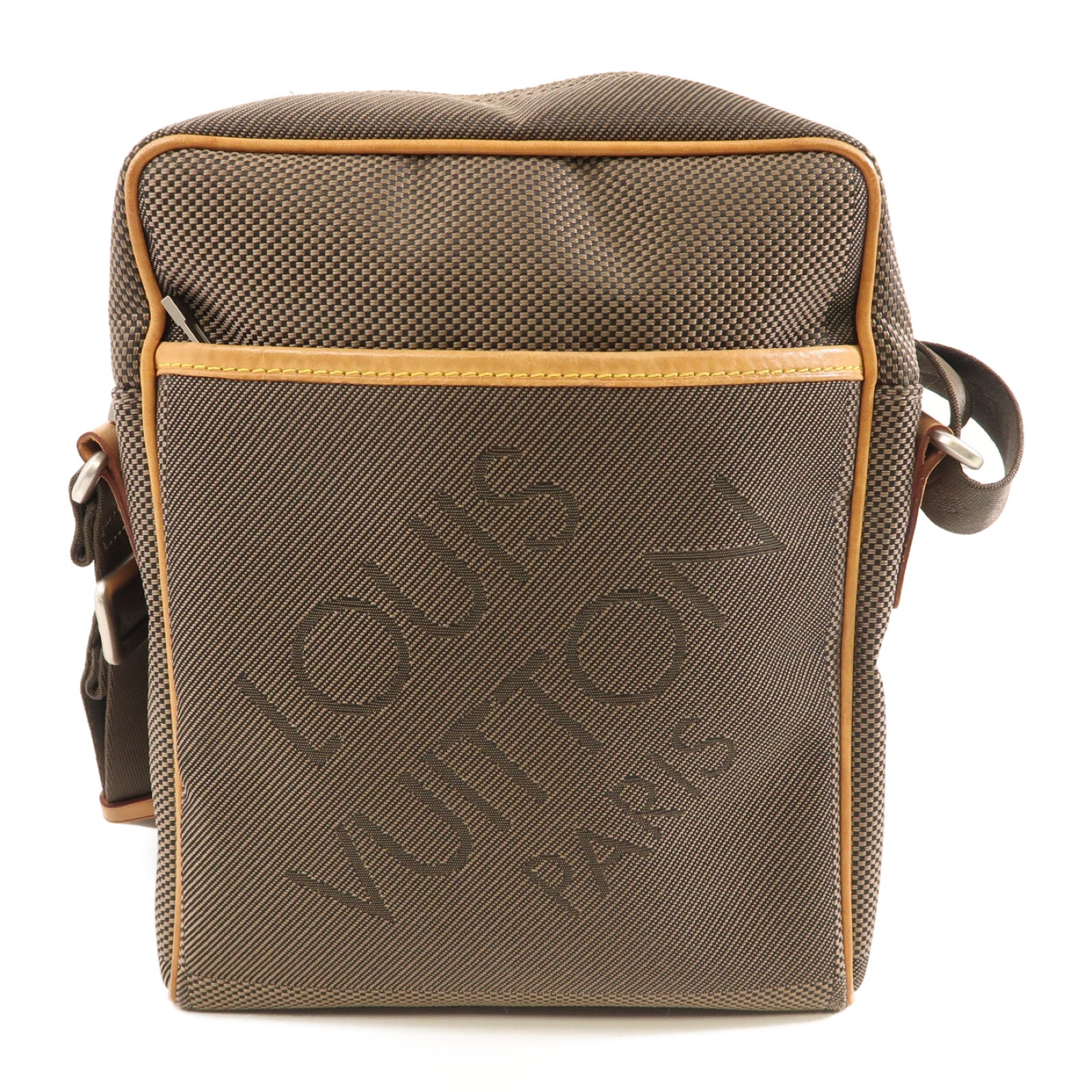 LOUIS VUITTON Damier Geant Citadin NM銀扣肩背袋棕色