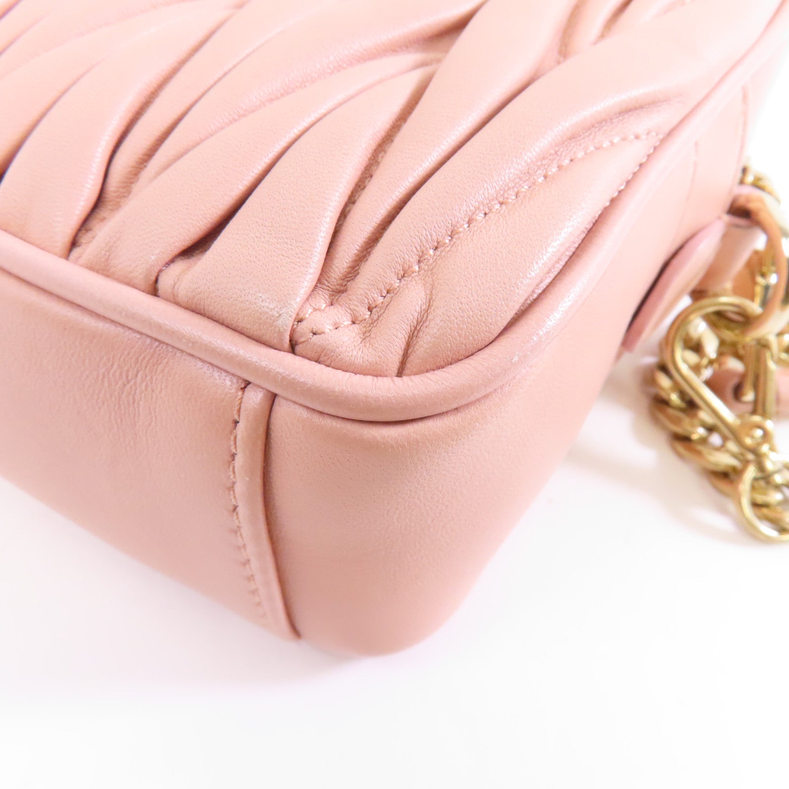 Miu Miu 羊皮皮革Chain Shoulder Bag金扣鏈帶肩背袋粉紅色