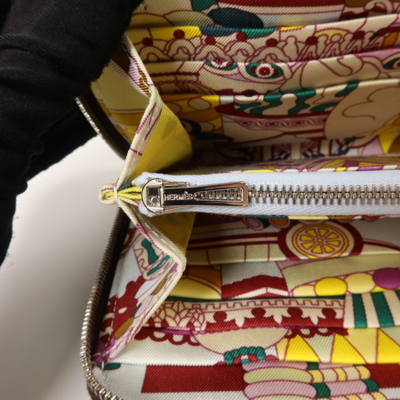 HERMES Epsom皮革Silk In Long Wallet長錢包Rouge Sellier