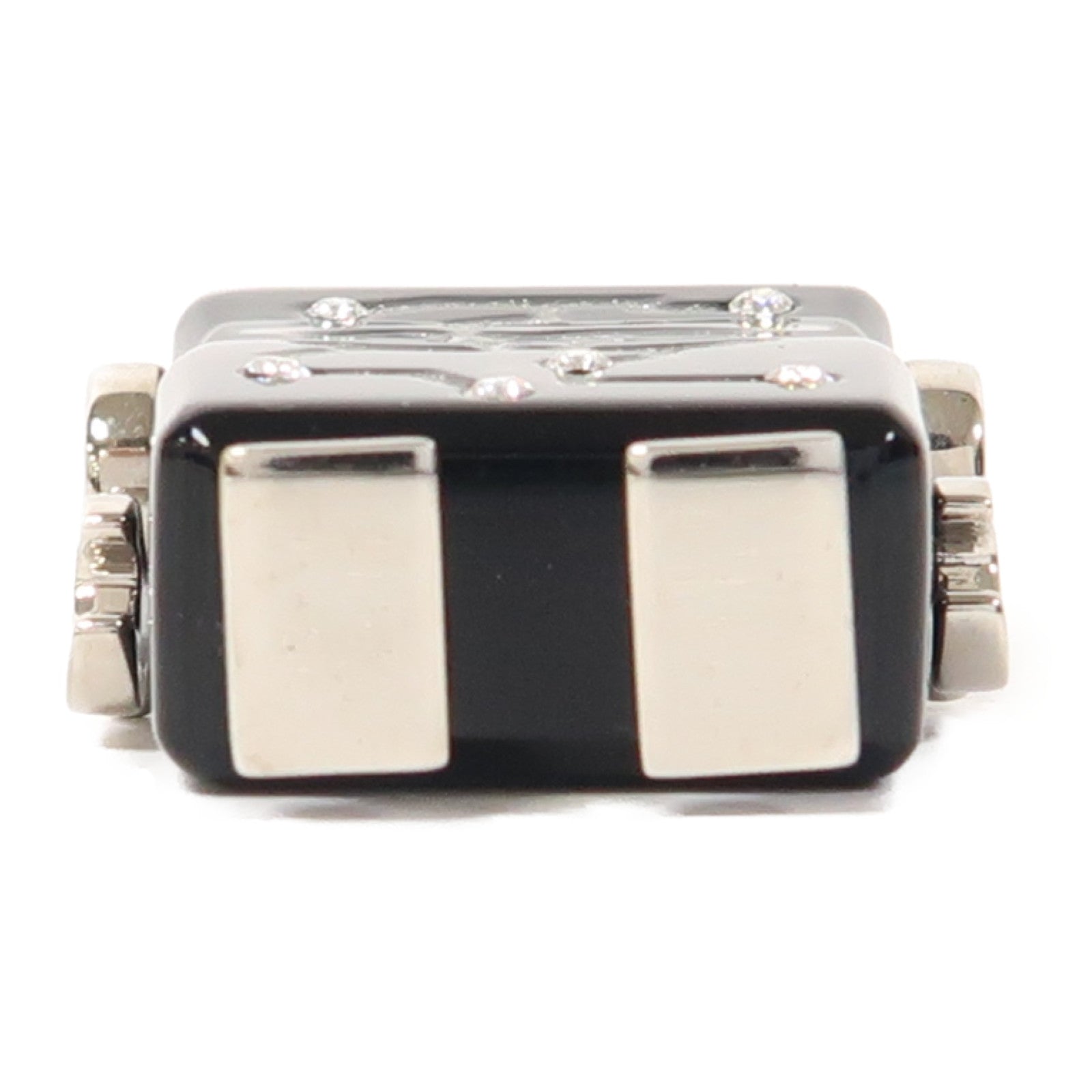 CHANEL PVC/金屬Key Ring銀扣鎖匙扣黑色/銀色