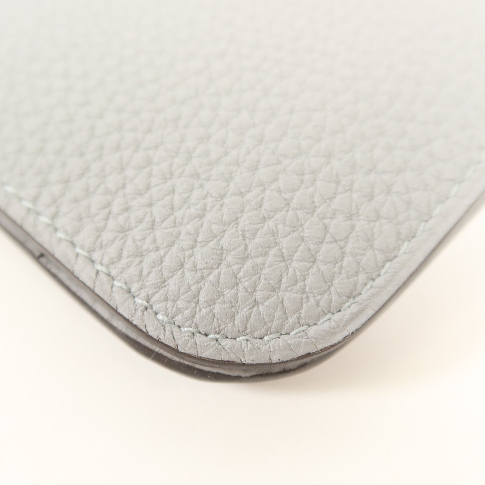HERMES Clemence皮革Dogon GM銀扣長錢包Gris Mouette