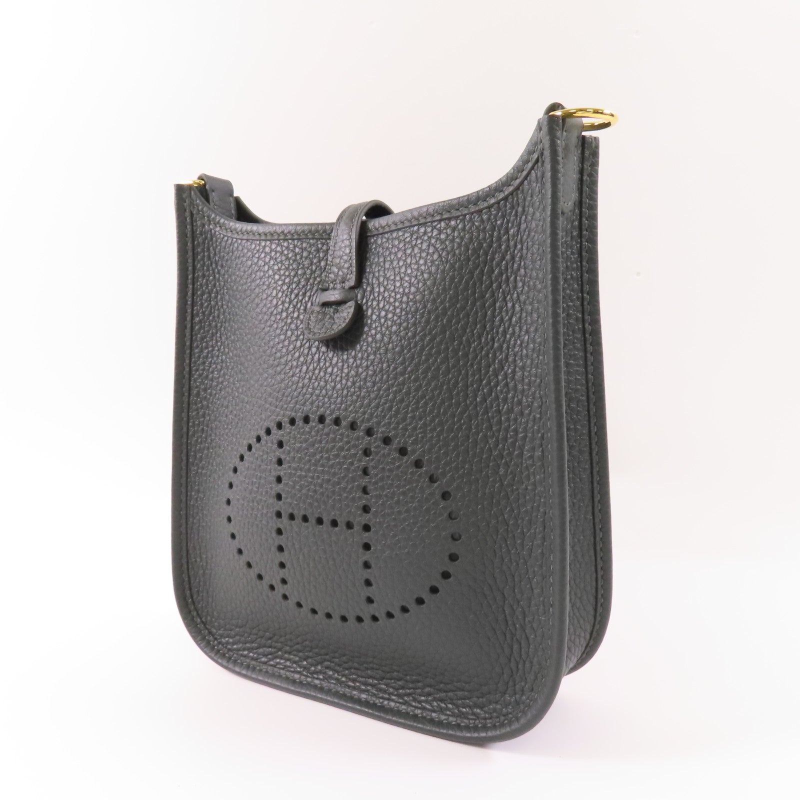 HERMES Clemence皮革Evelyne TPM銀扣肩背袋Vert Amande