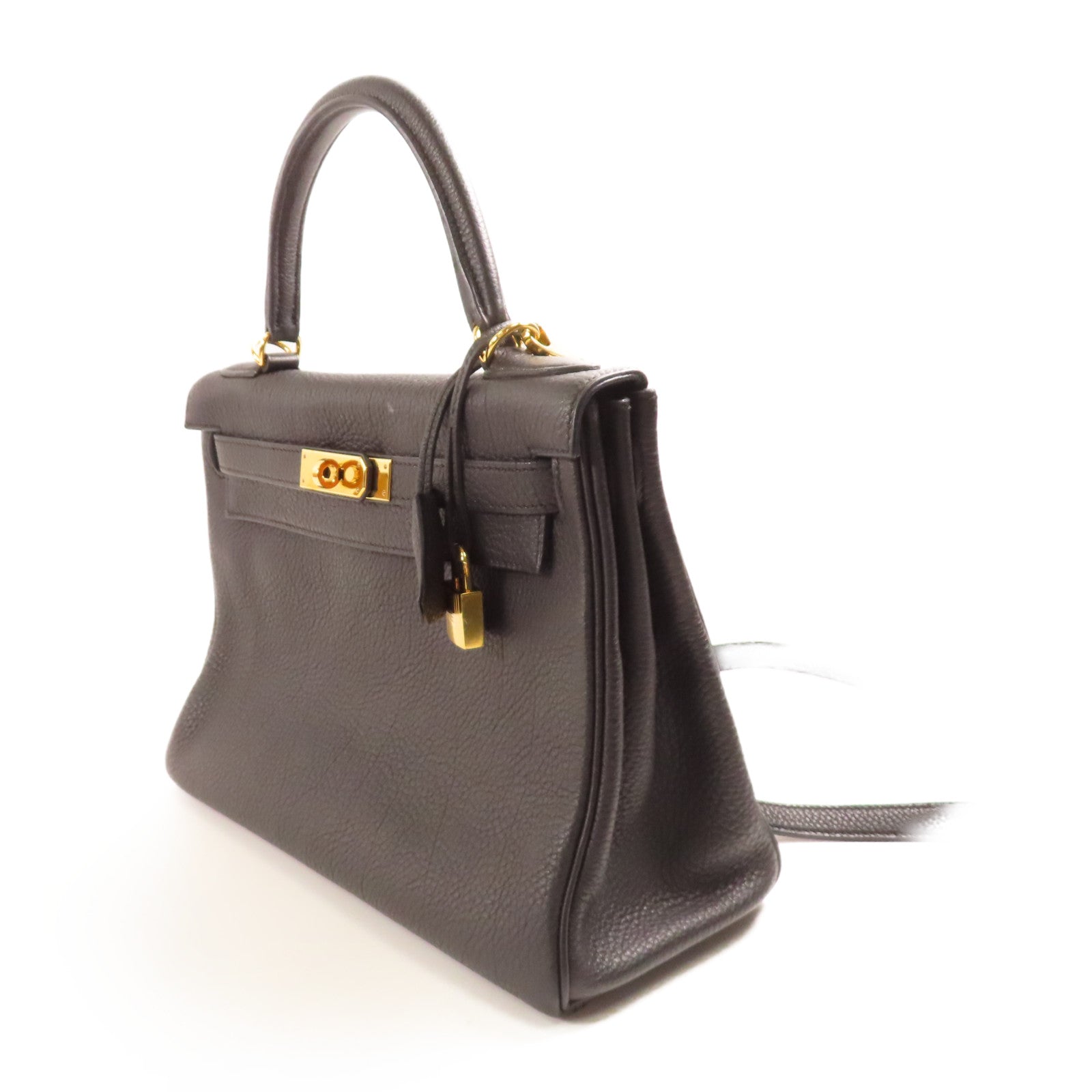 HERMES Togo皮革Kelly 28金扣手挽肩背兩用袋89 Noir