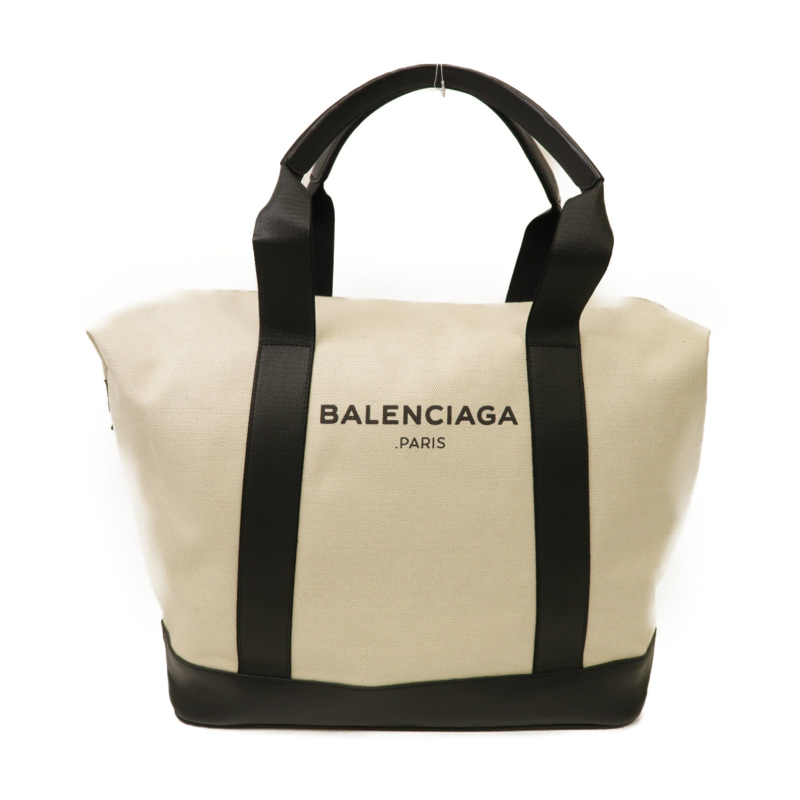 BALENCIAGA 【激減優惠】帆布Large Tote Bag銀扣肩背袋白色/黑色