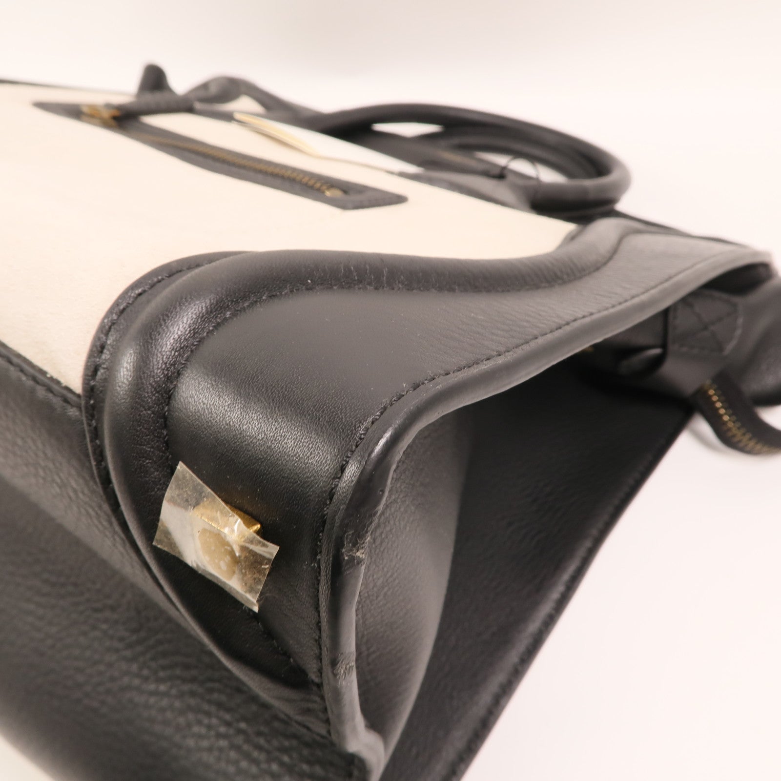 CELINE 牛皮/麂皮皮革Medium Luggage金扣手挽袋