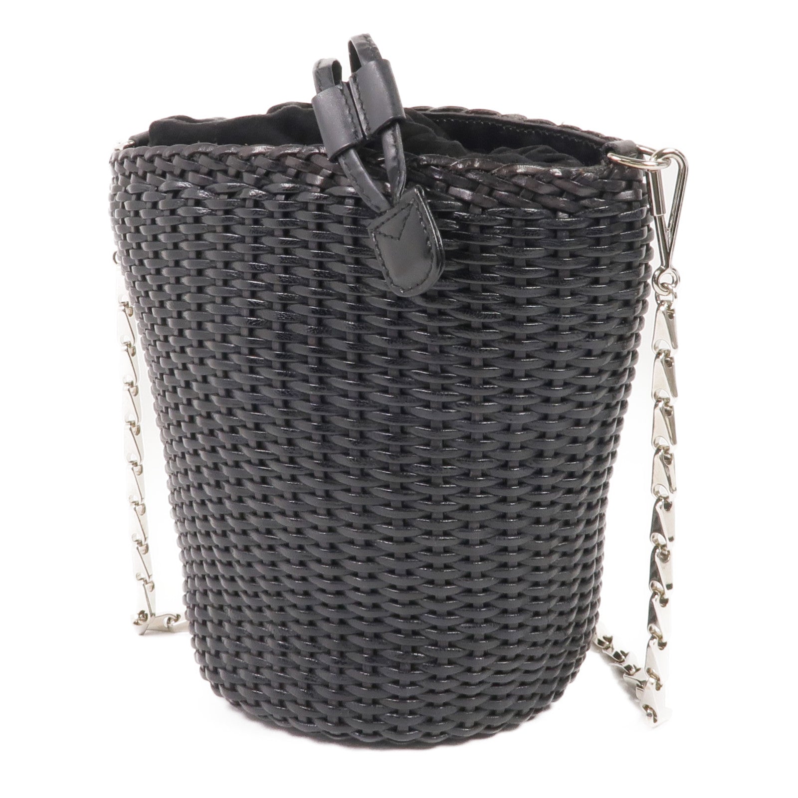 GUCCI 牛皮皮革Chain Shoulder Bag銀扣鏈帶肩背袋