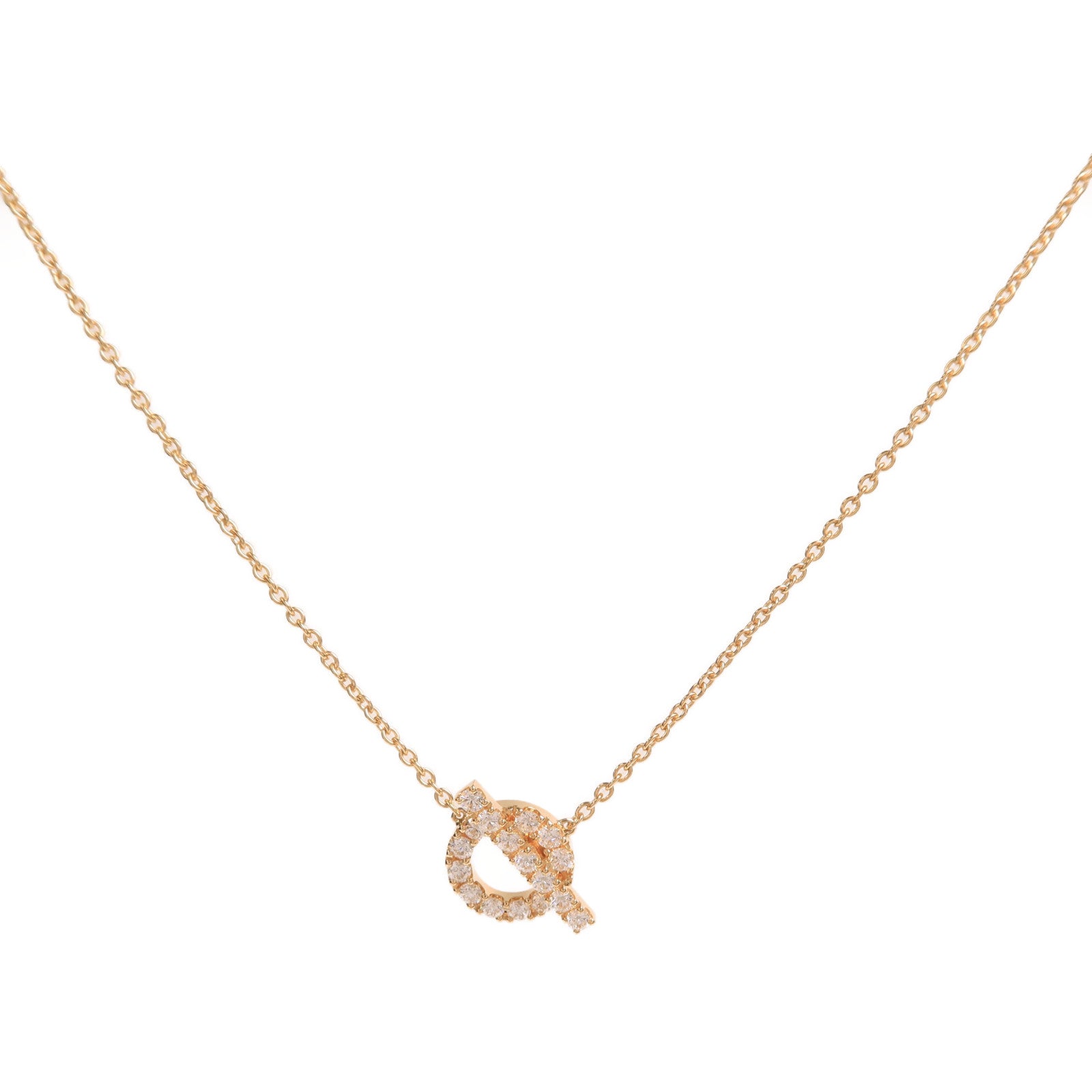 HERMES 18K玫瑰金Finesse Necklace鑽石項鍊