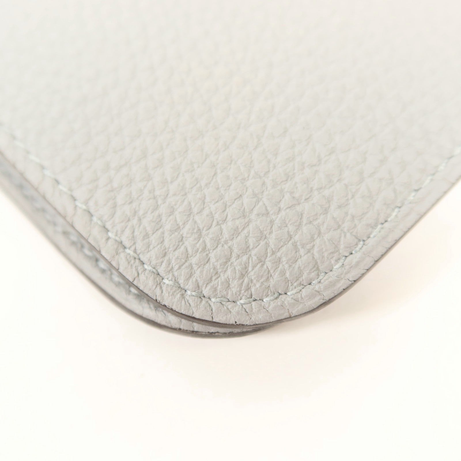 HERMES Clemence皮革Dogon GM銀扣長錢包Gris Mouette