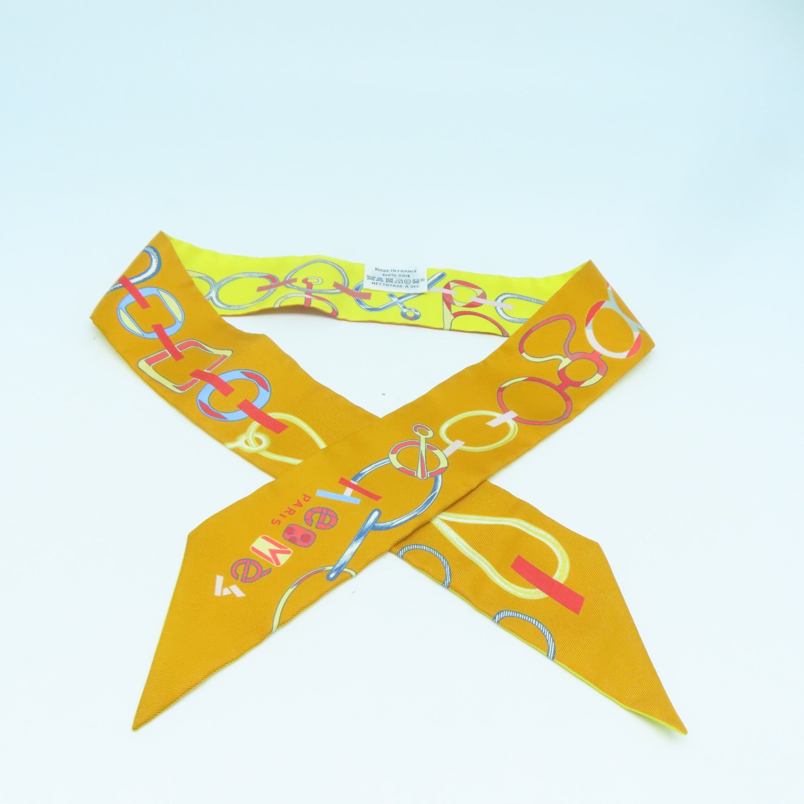 HERMES 【激減優惠】絲質Twilly絲巾橙色/黃色