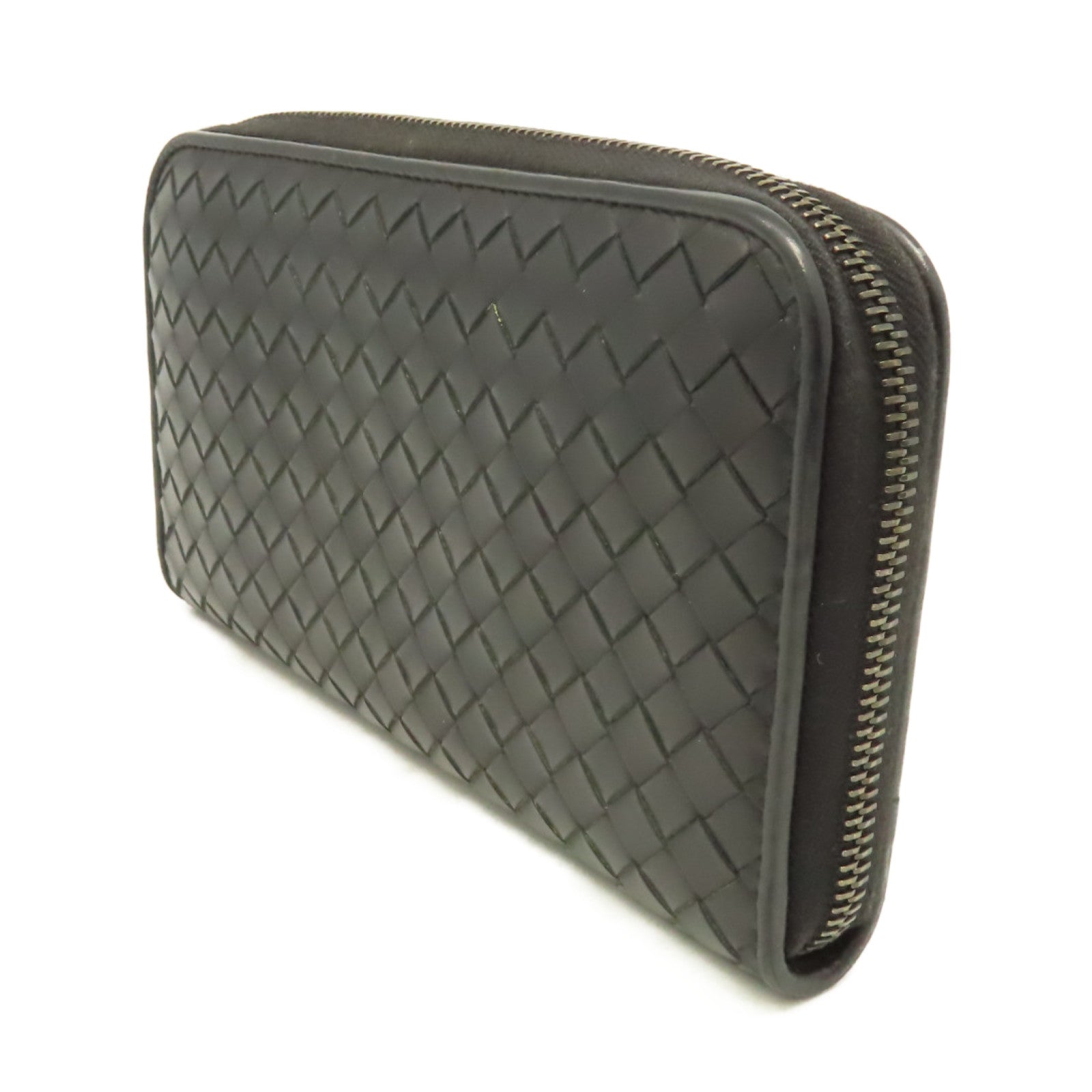 BOTTEGA VENETA 【激減優惠】織紋皮革Zipper Long Wallet拉鏈長錢包黑色