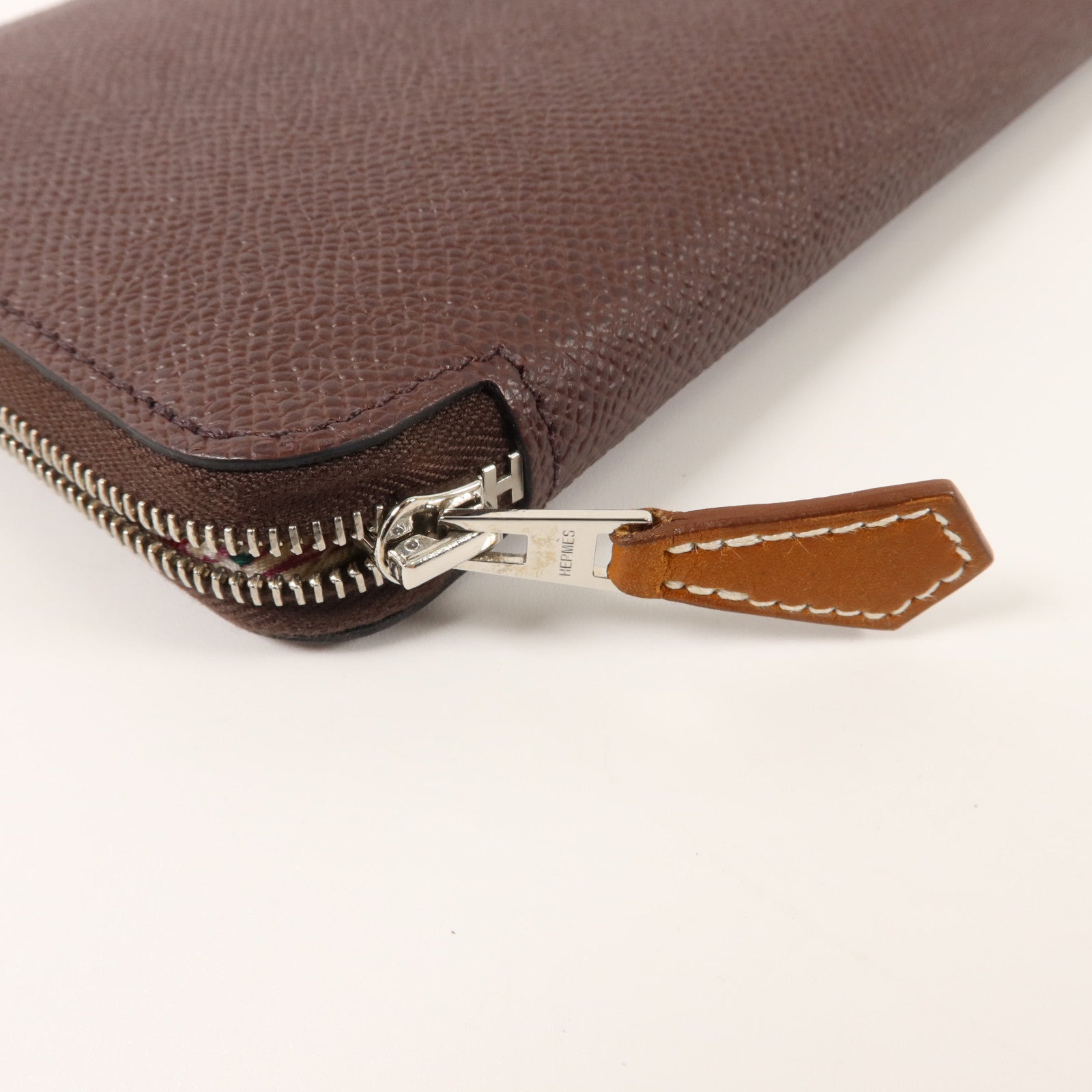 HERMES Epsom皮革Silk In Long Wallet長錢包Rouge Sellier