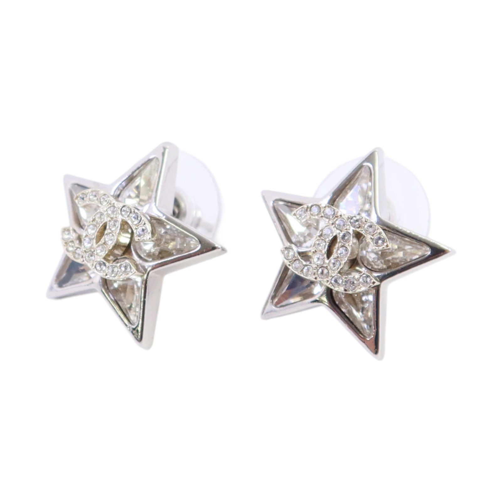 CHANEL 【激減優惠】金屬/水鑽Earrings銀扣耳環