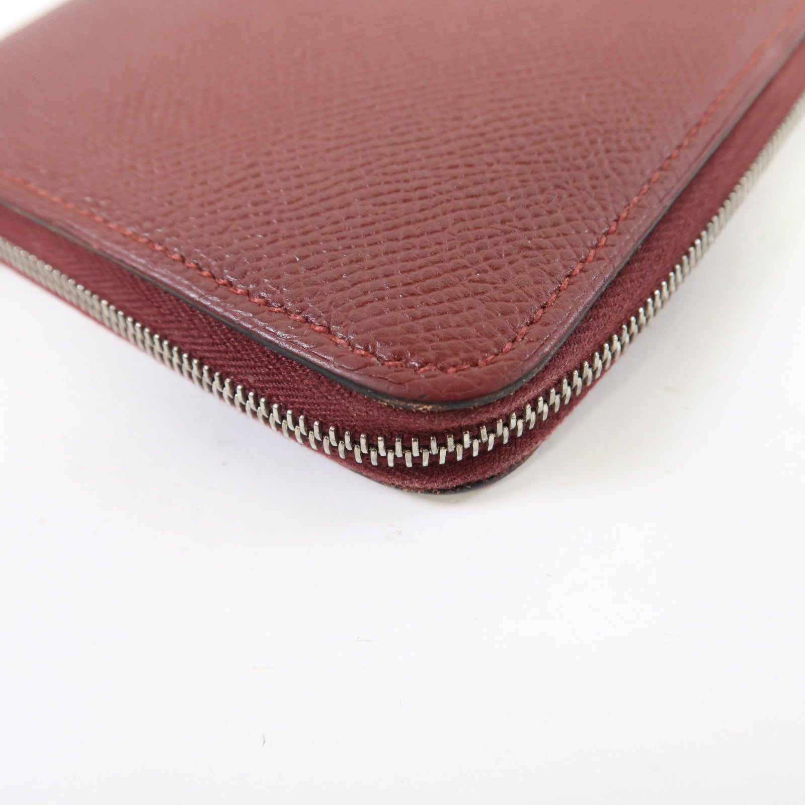 HERMES Epsom皮革Silk'In Wallet銀扣長錢包愛馬仕紅色