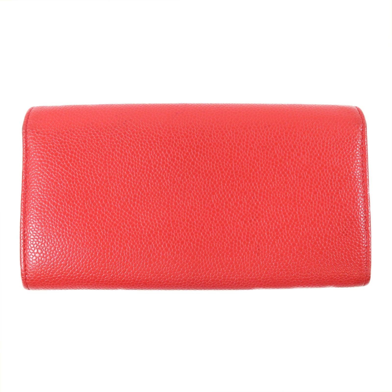 CHANEL Caviar皮革Long Wallet銀扣長錢包紅色