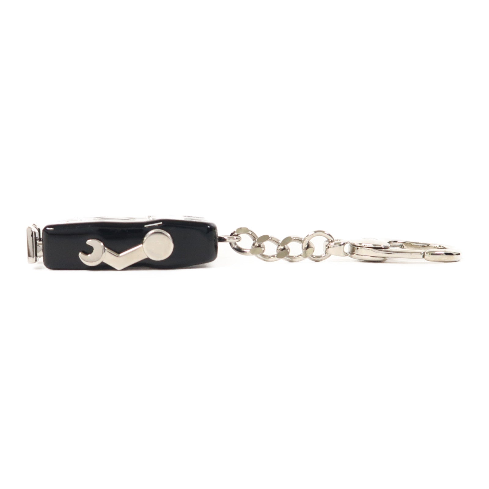 CHANEL PVC/金屬Key Ring銀扣鎖匙扣黑色/銀色