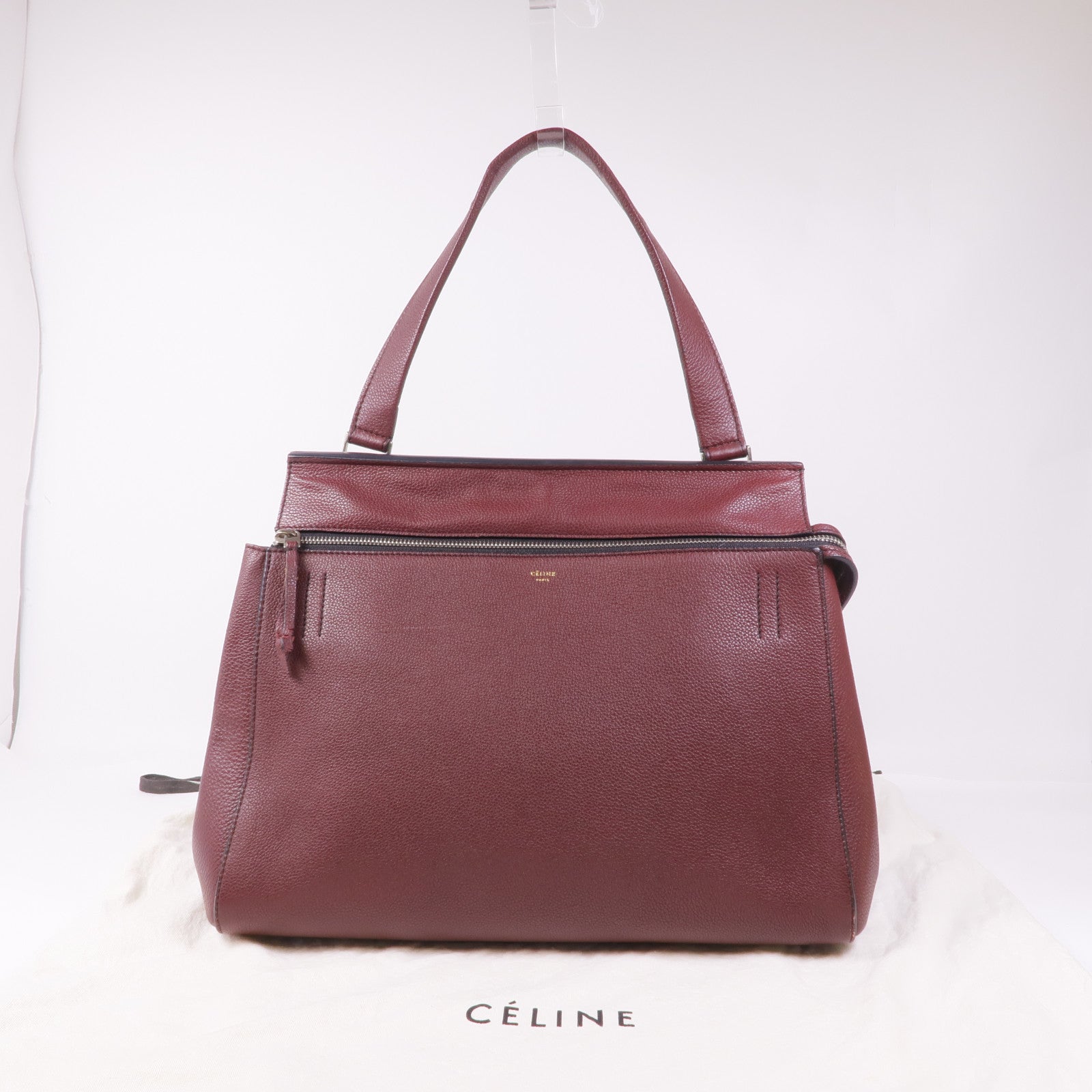 CELINE 牛皮皮革Edge Medium銀扣手挽袋