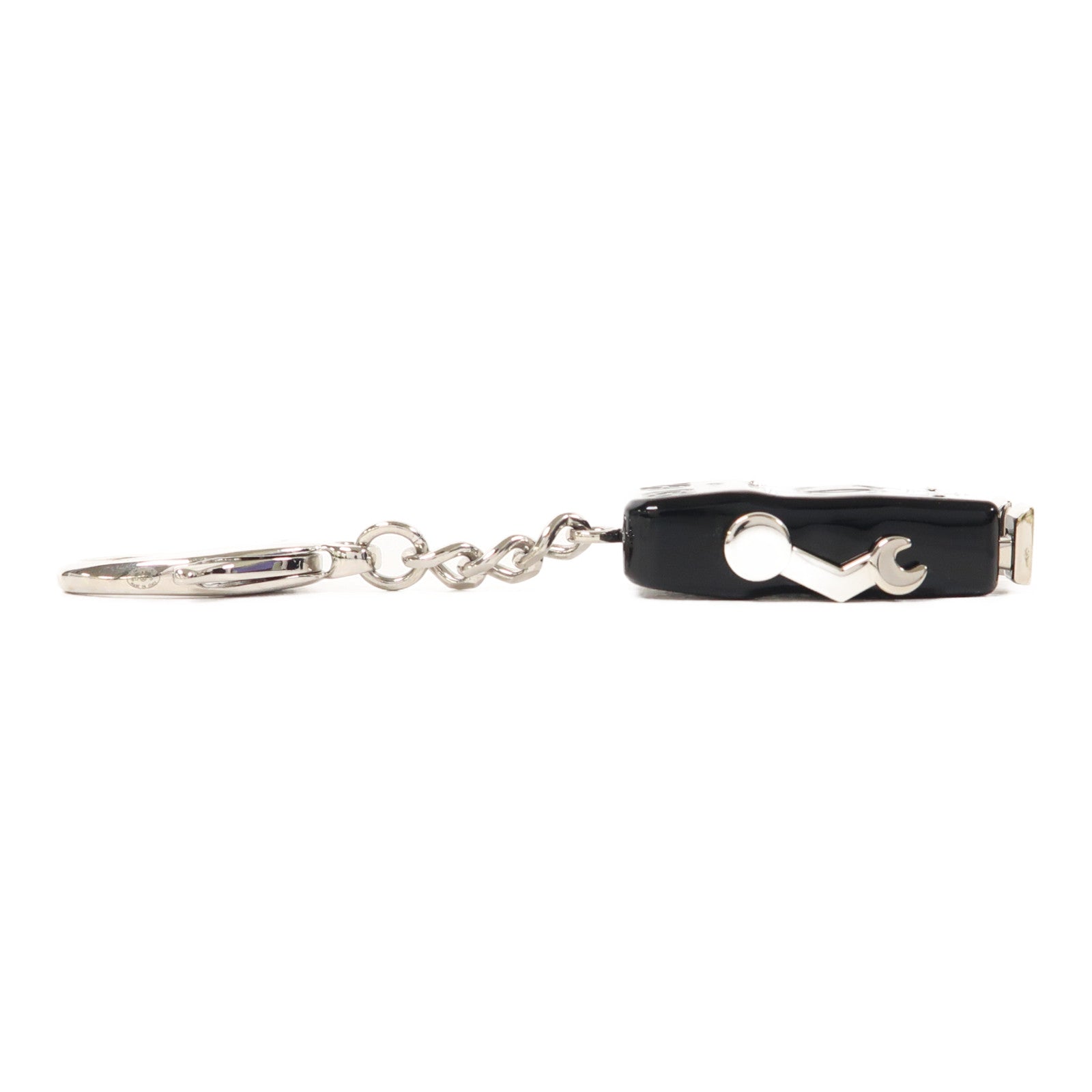 CHANEL PVC/金屬Key Ring銀扣鎖匙扣黑色/銀色