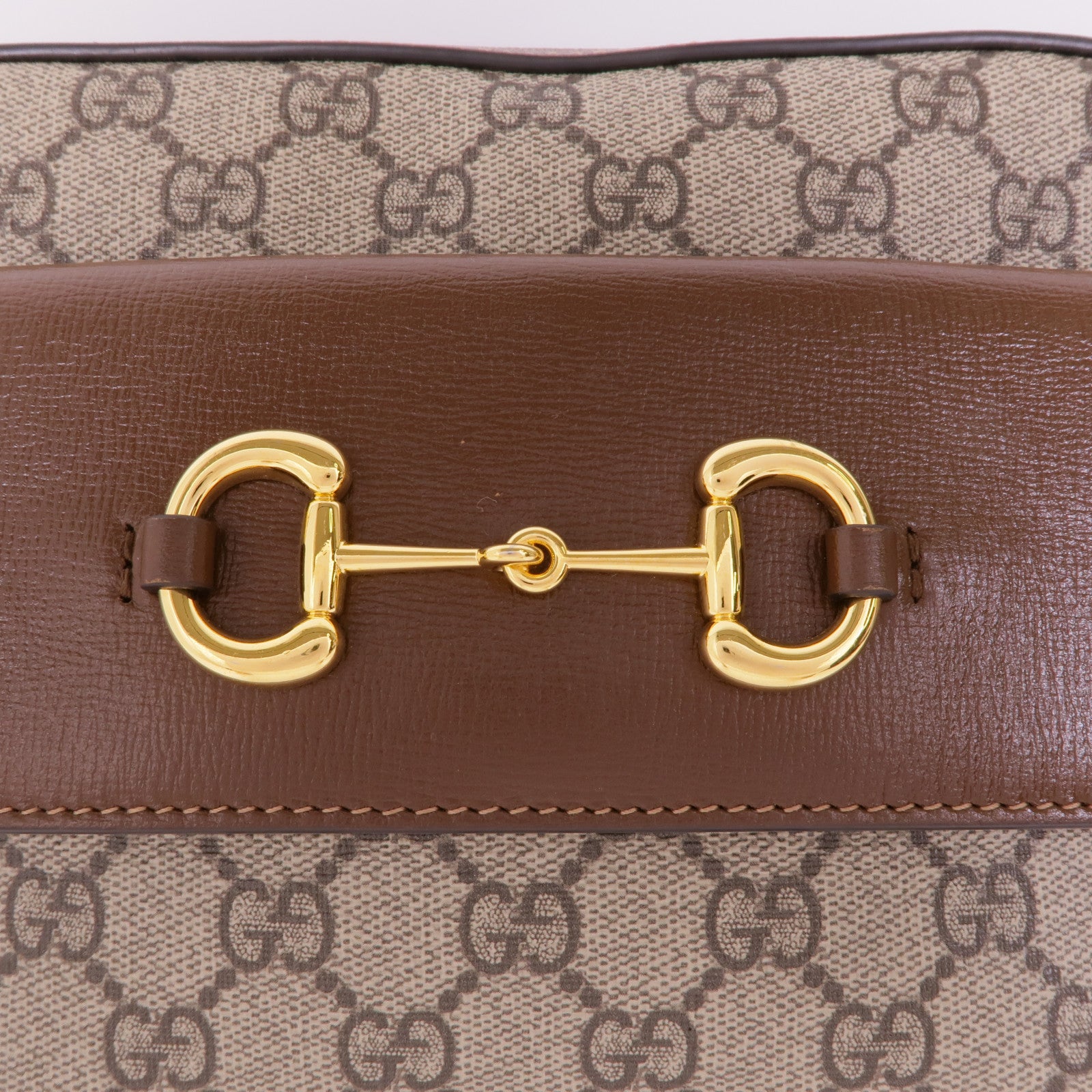 GUCCI 塗層帆布/皮革Horsebit 1955金扣肩背袋