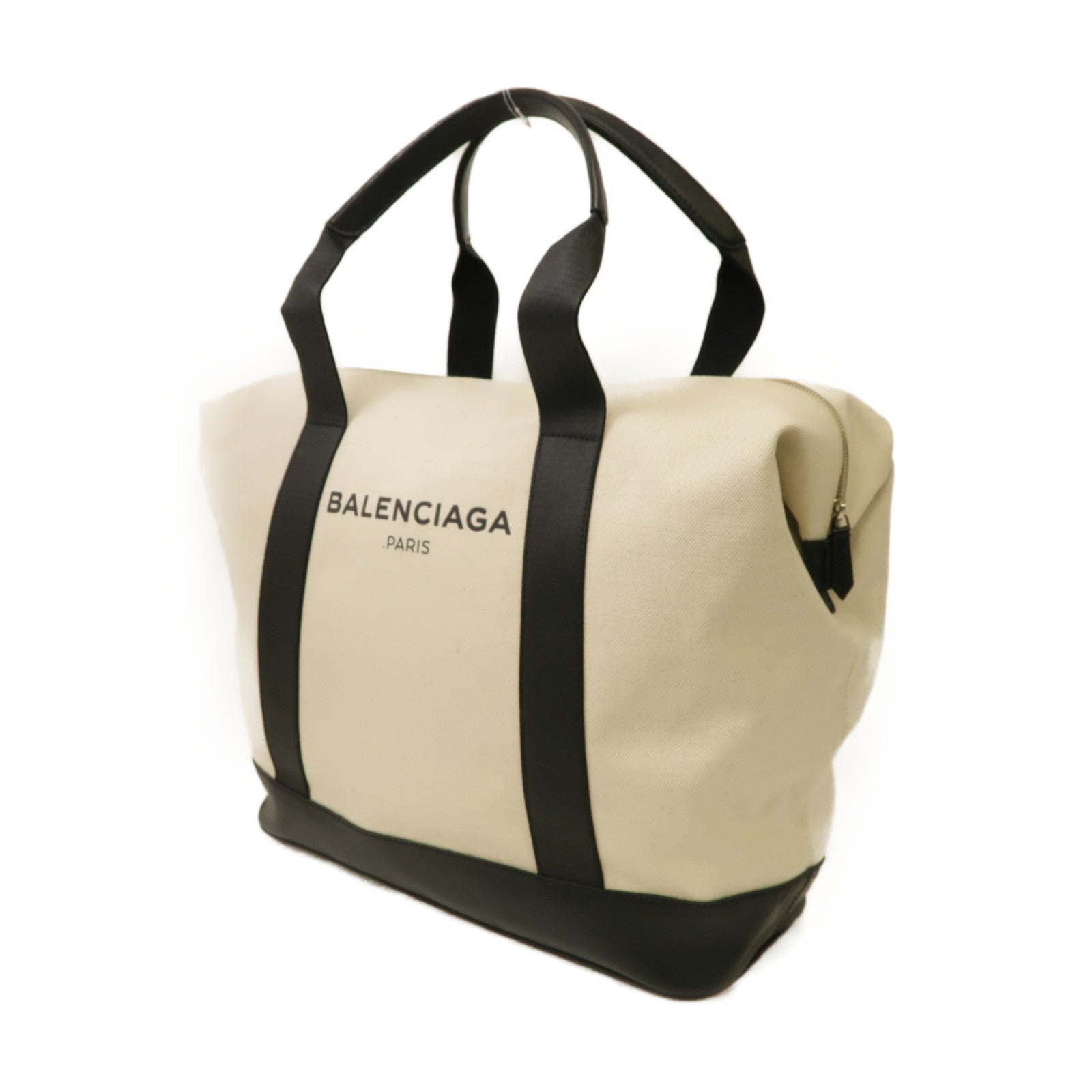 BALENCIAGA 【激減優惠】帆布Large Tote Bag銀扣肩背袋白色/黑色
