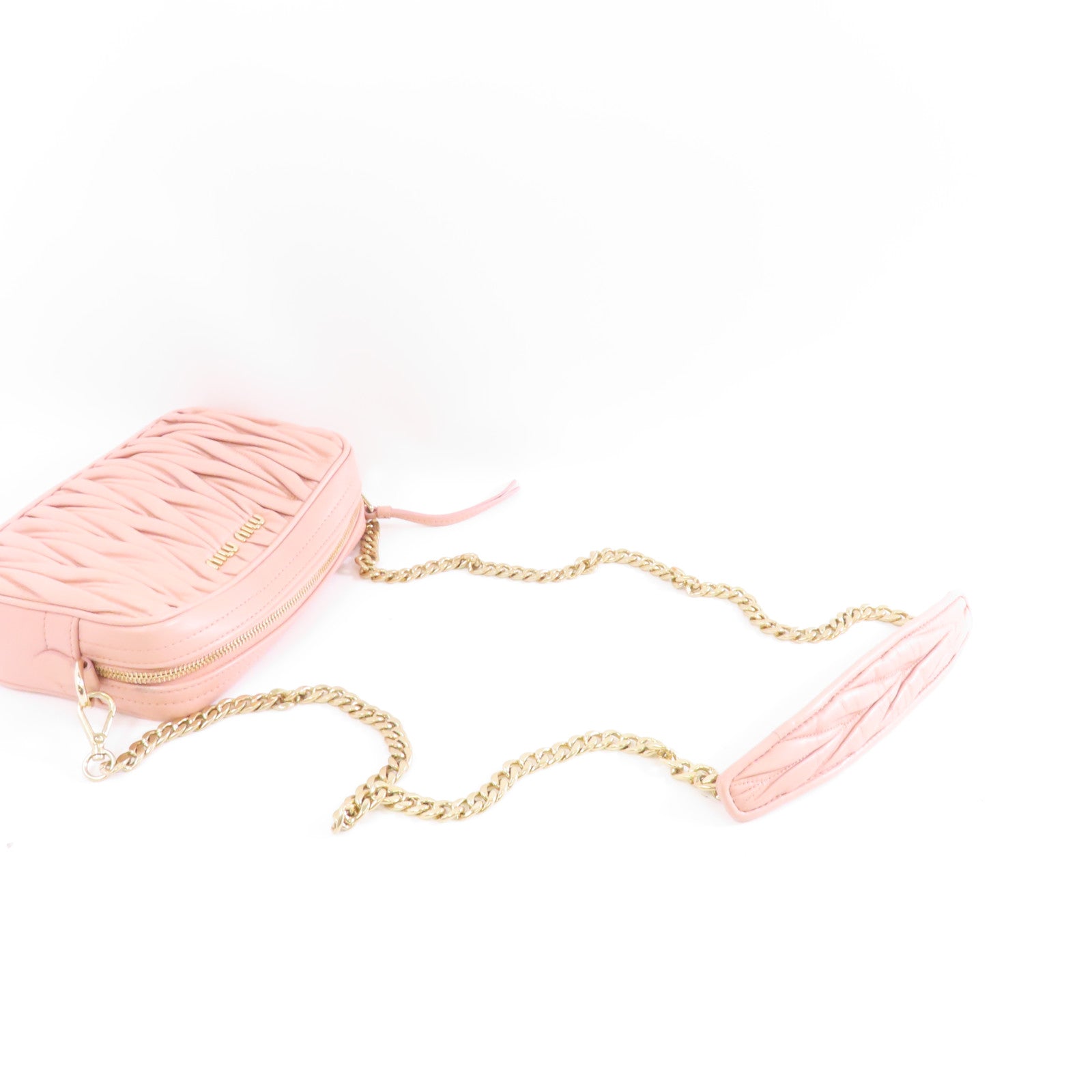 Miu Miu 羊皮皮革Chain Shoulder Bag金扣鏈帶肩背袋粉紅色