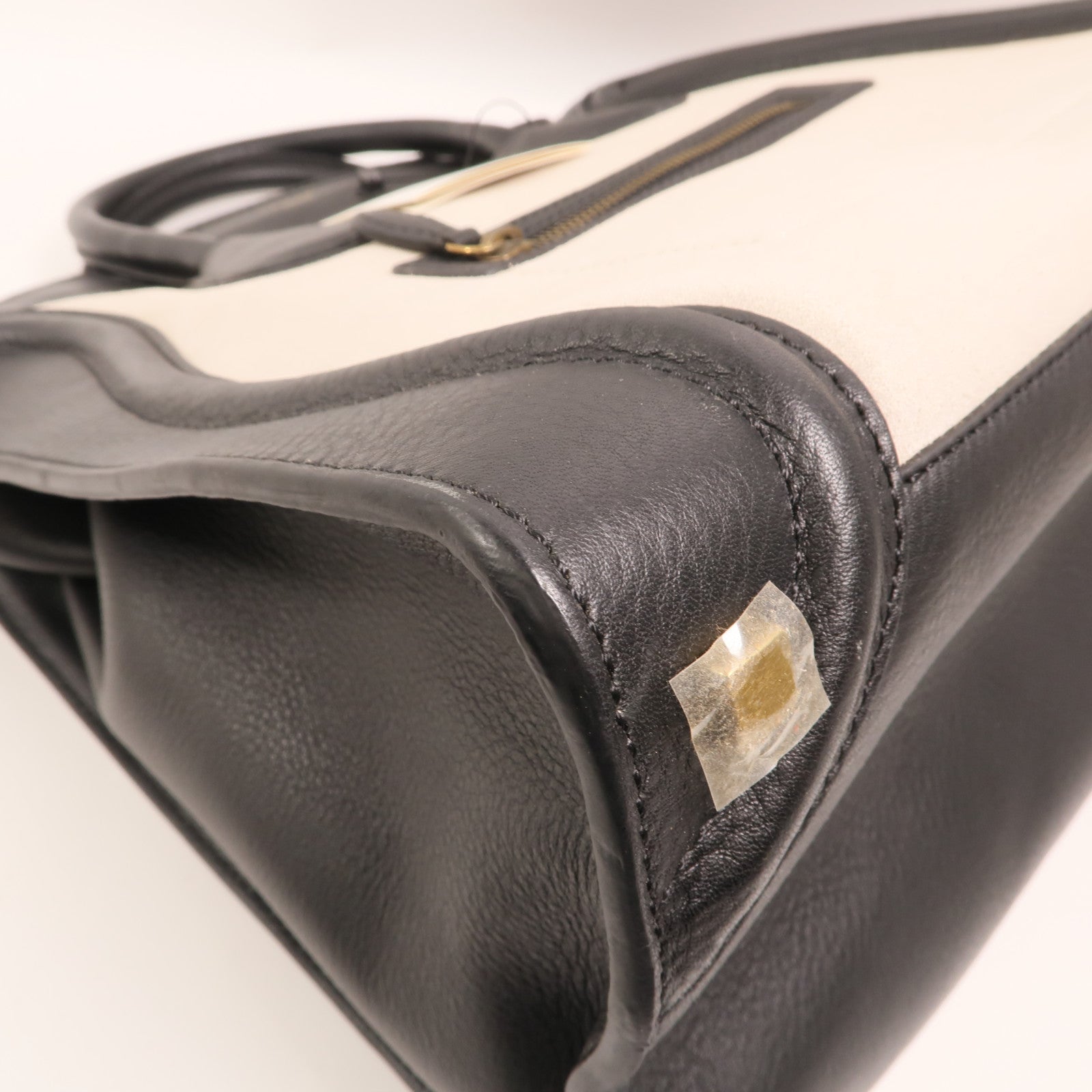 CELINE 牛皮/麂皮皮革Medium Luggage金扣手挽袋