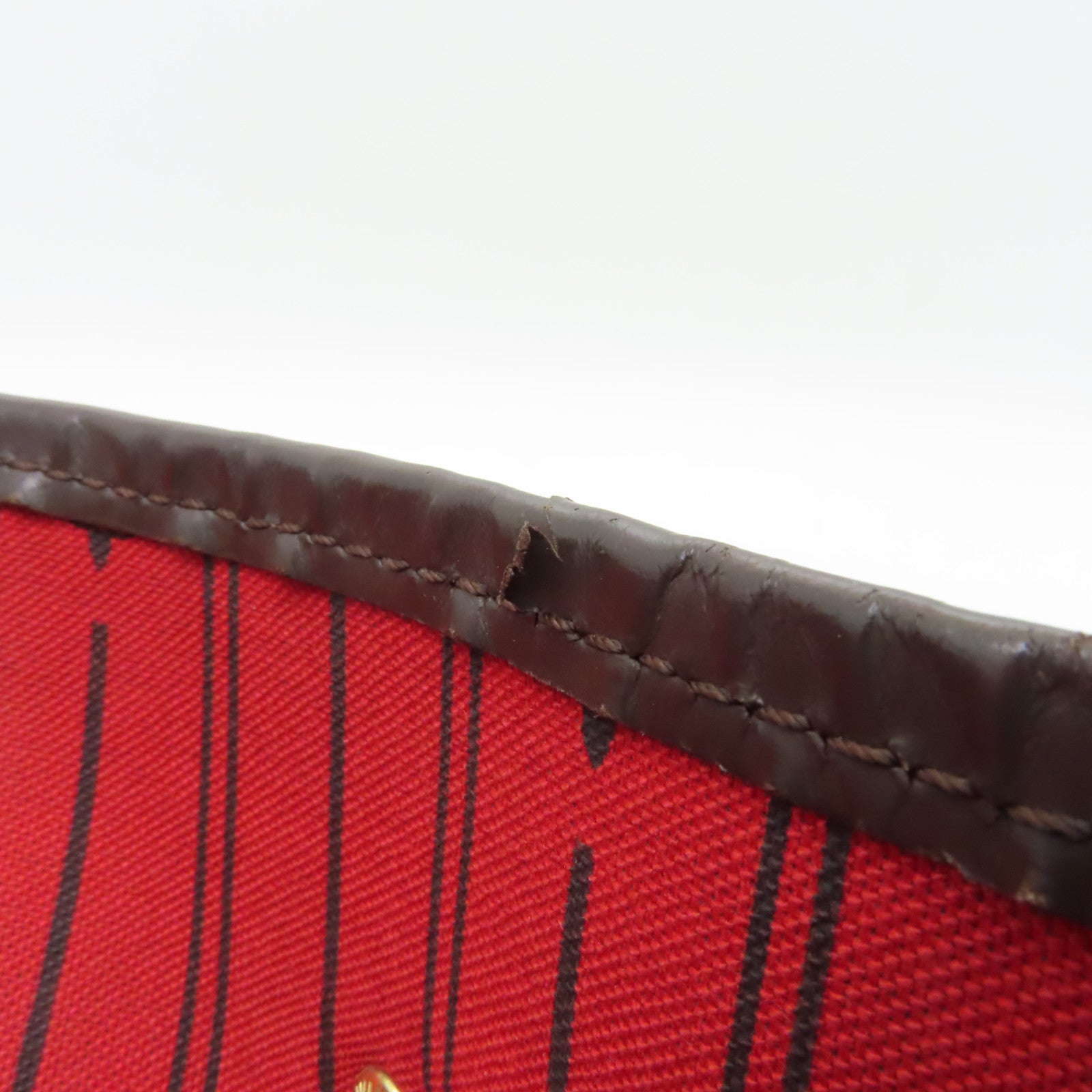 LOUIS VUITTON Damier Neverfull MM金扣手挽袋啡色