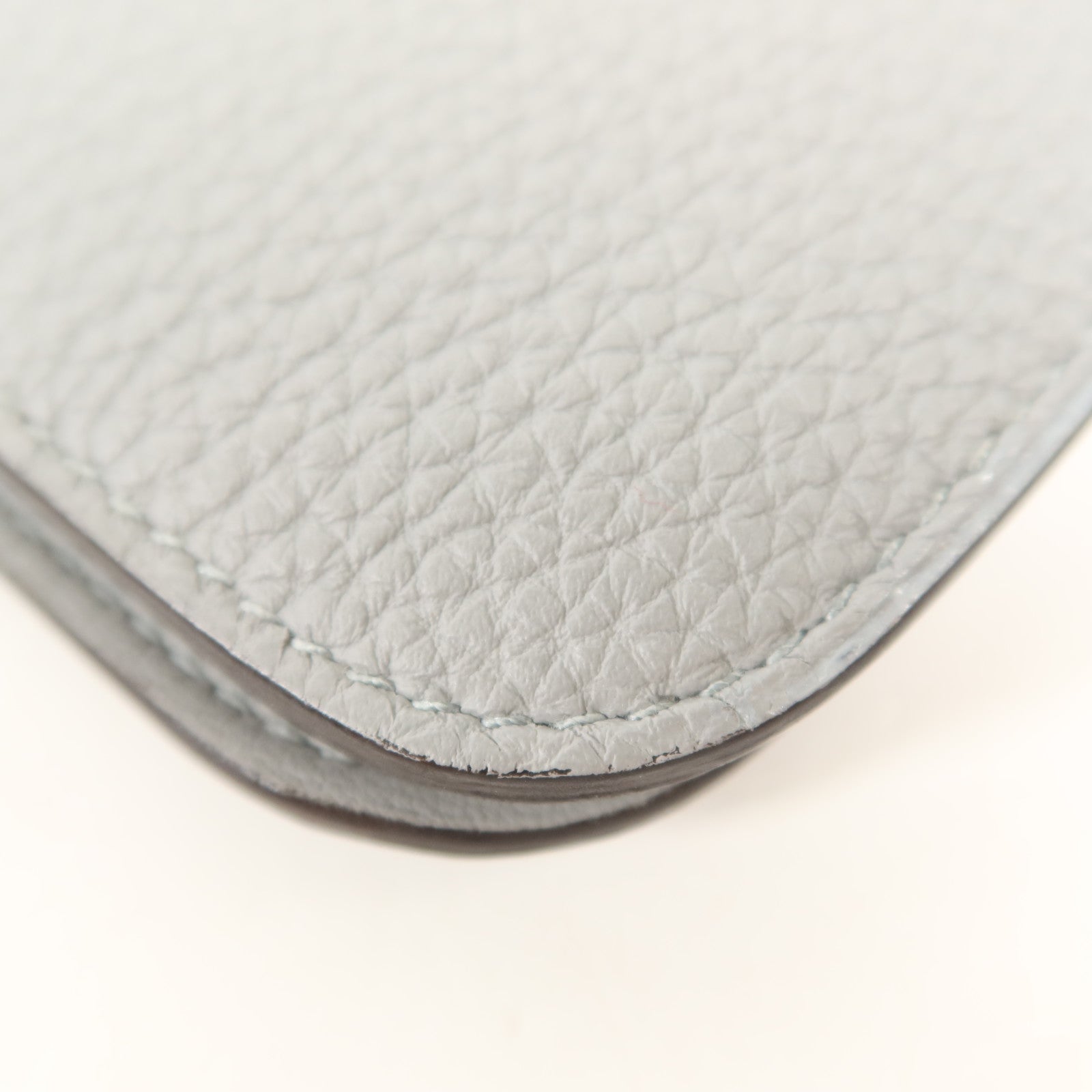 HERMES Clemence皮革Dogon GM銀扣長錢包Gris Mouette
