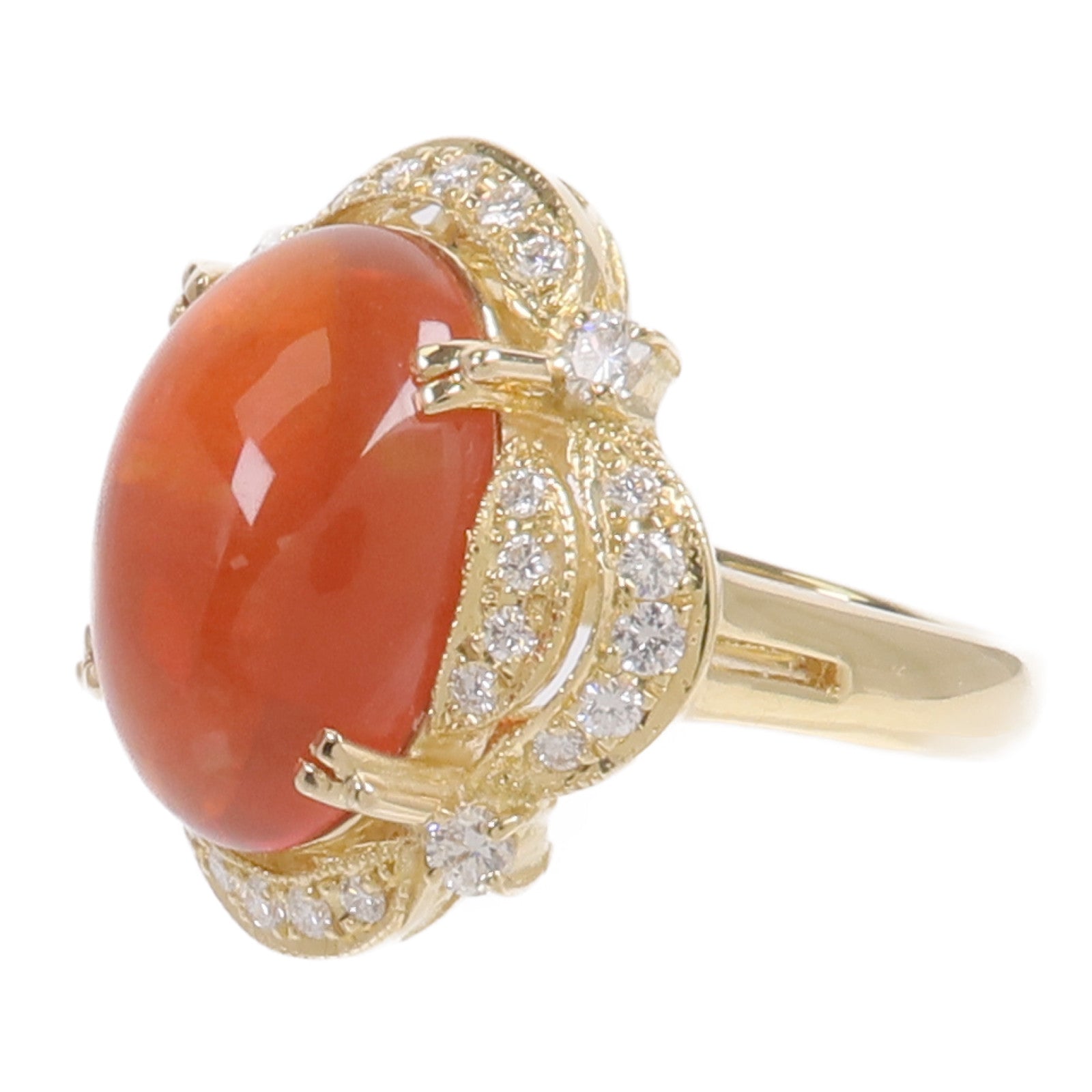 JEWELRY 18K黃金Fire Opal Diamond Ring火澳寶鑽石戒指