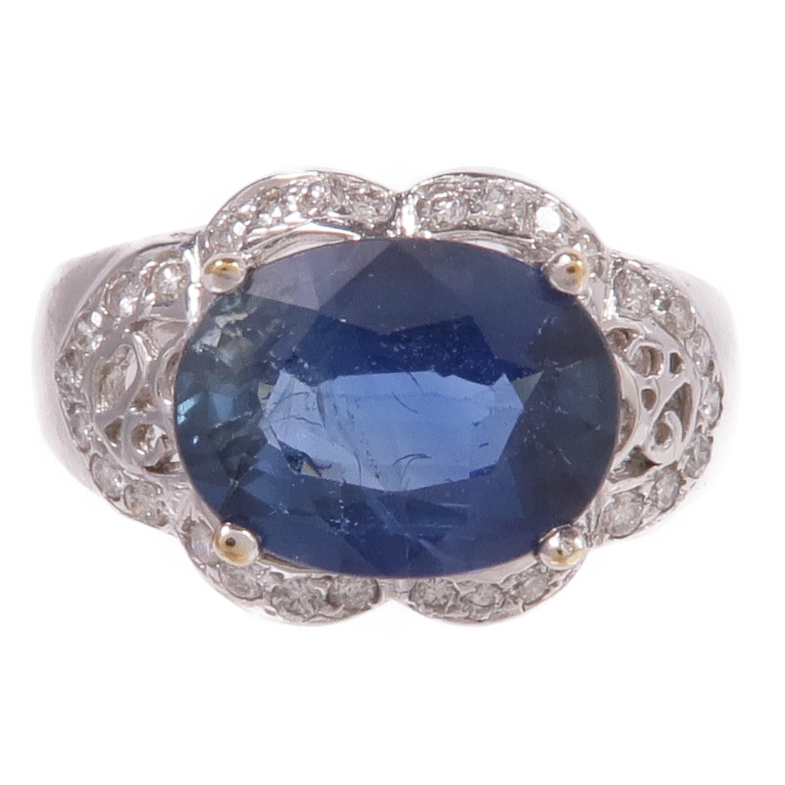 JEWELRY 18K白金Sapphire Diamond Ring藍寶石/鑽石戒指US#4.5