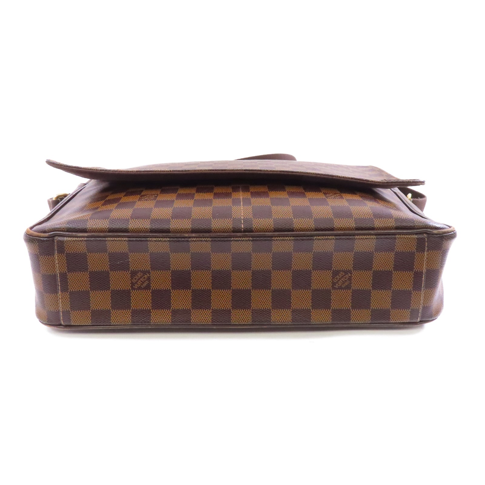 LOUIS VUITTON Damier Shelton GM金扣肩背袋棕色
