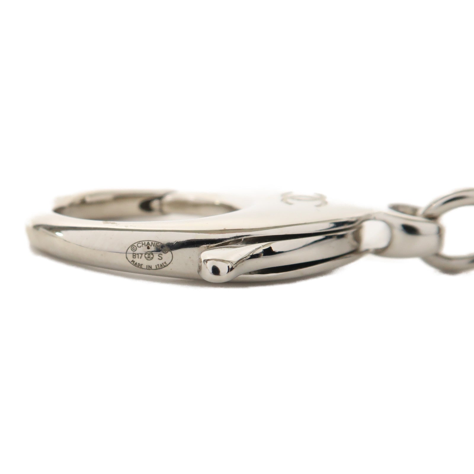CHANEL PVC/金屬Key Ring銀扣鎖匙扣黑色/銀色