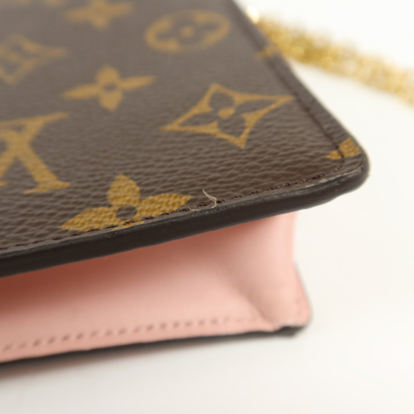 LOUIS VUITTON Monogram Flore Chain Wallet金扣鏈帶肩背袋