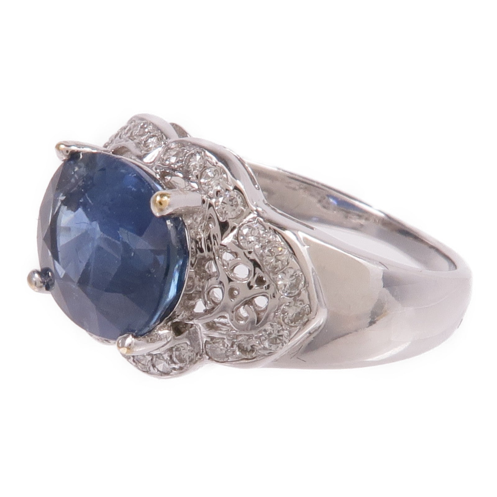 JEWELRY 18K白金Sapphire Diamond Ring藍寶石/鑽石戒指US#4.5