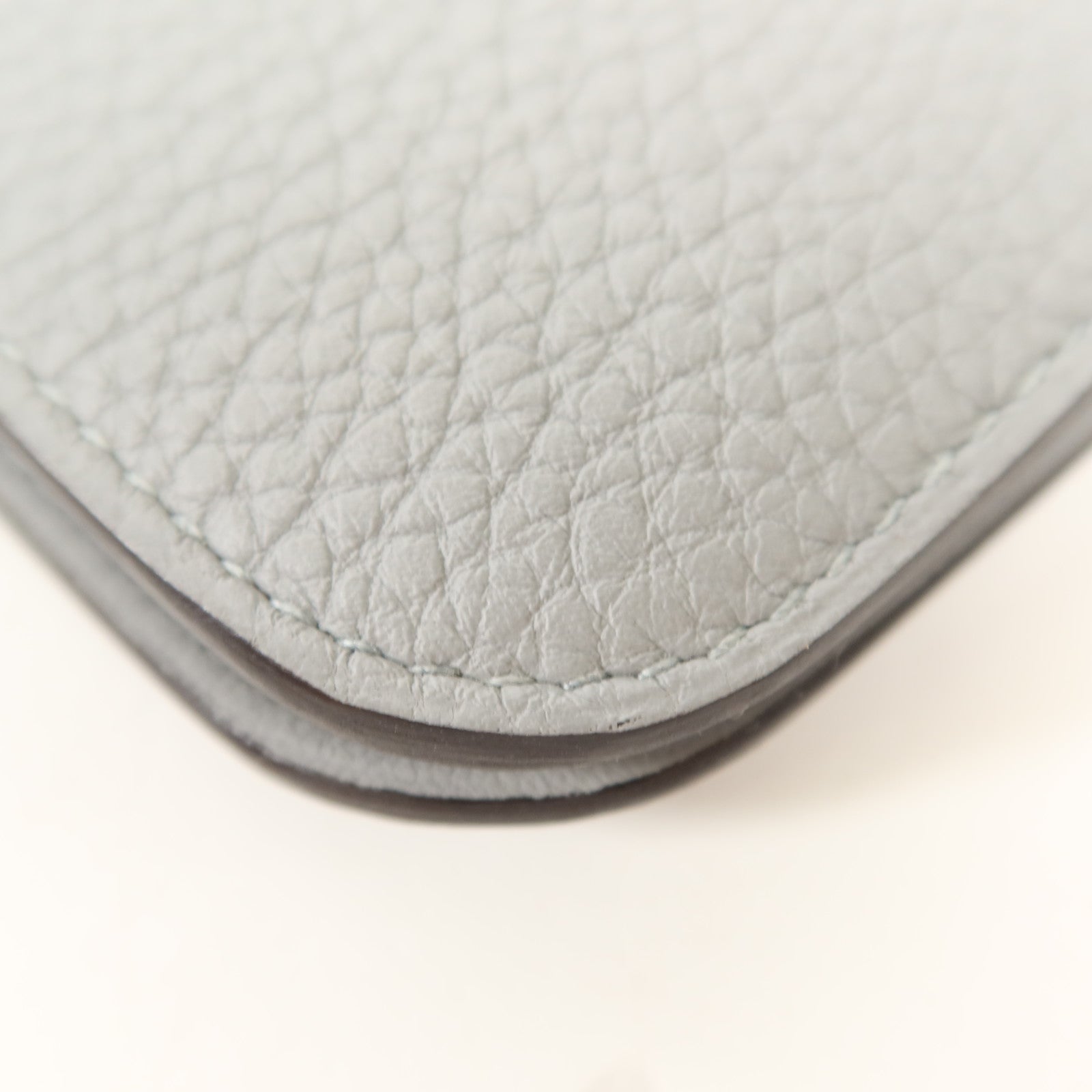 HERMES Clemence皮革Dogon GM銀扣長錢包Gris Mouette