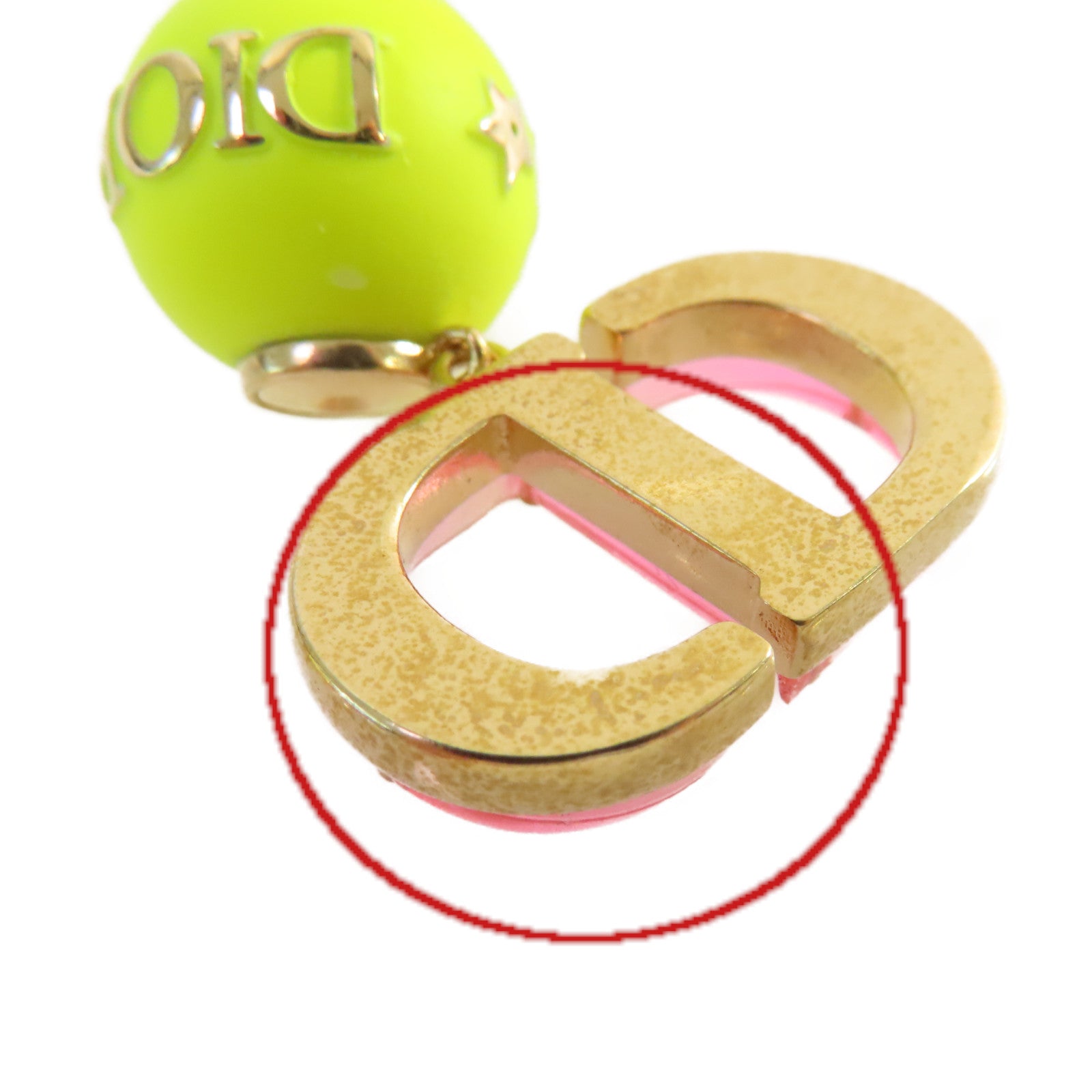 Dior 金屬/PVC CD Earrings耳環粉紅色/青黃色