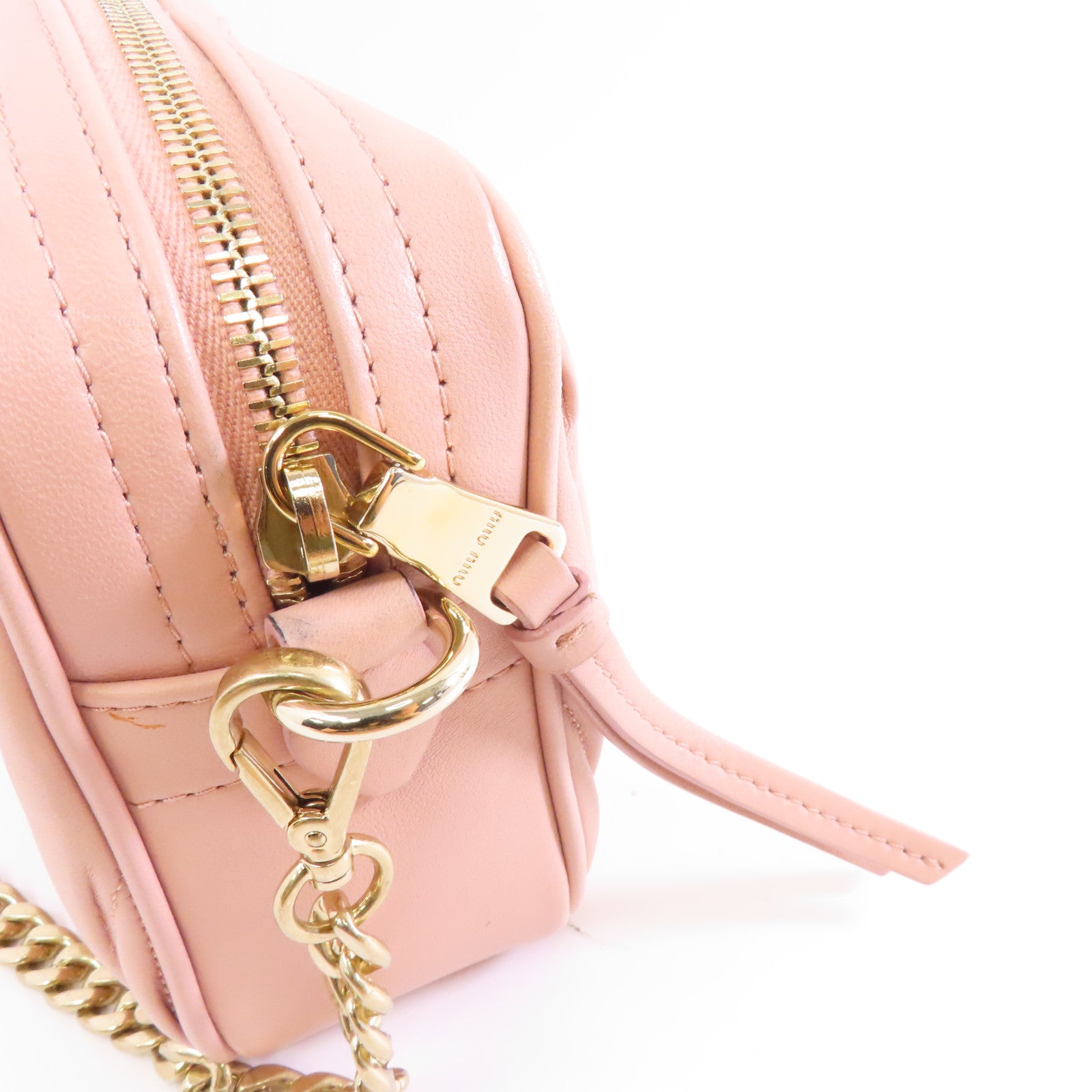 Miu Miu 羊皮皮革Chain Shoulder Bag金扣鏈帶肩背袋粉紅色