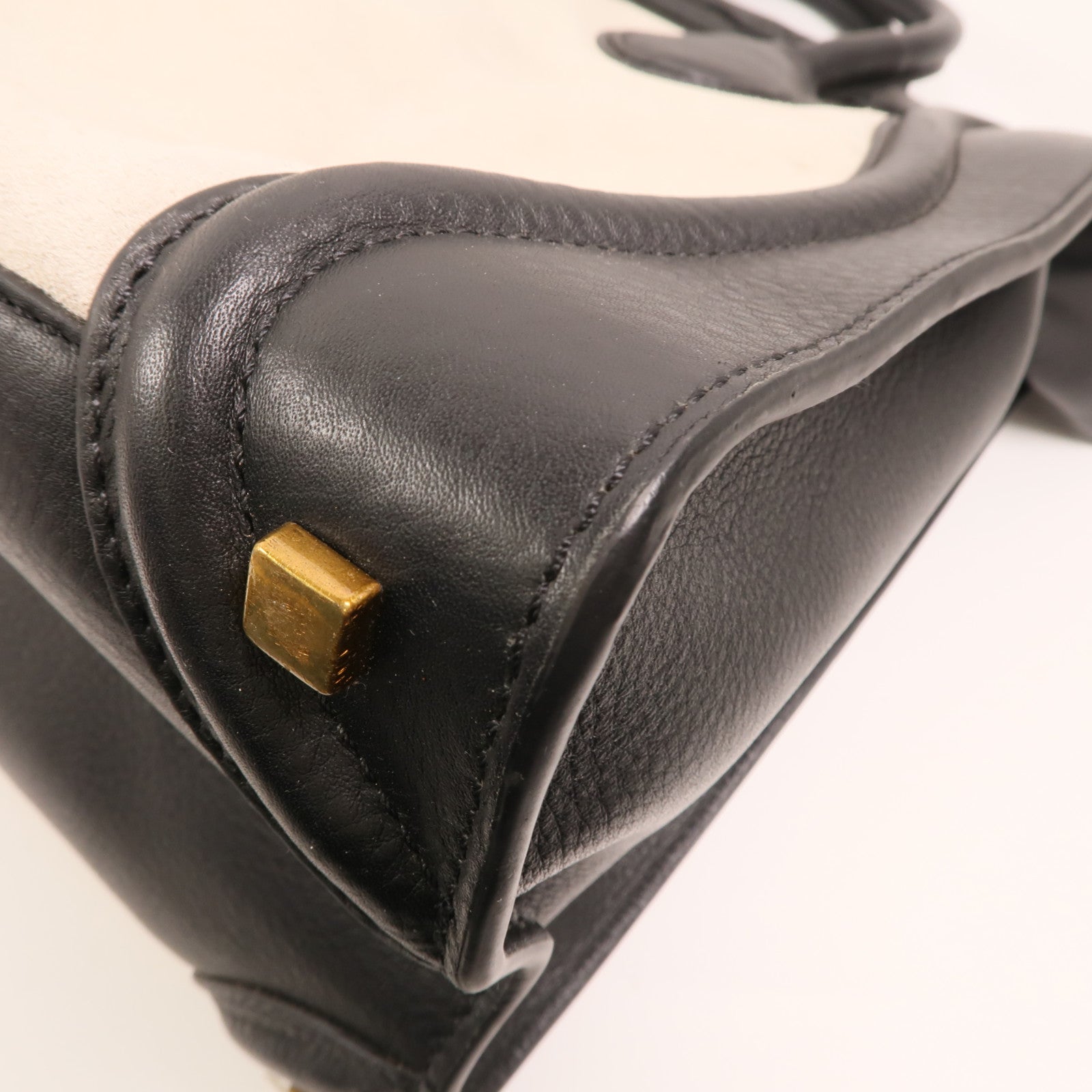CELINE 牛皮/麂皮皮革Medium Luggage金扣手挽袋