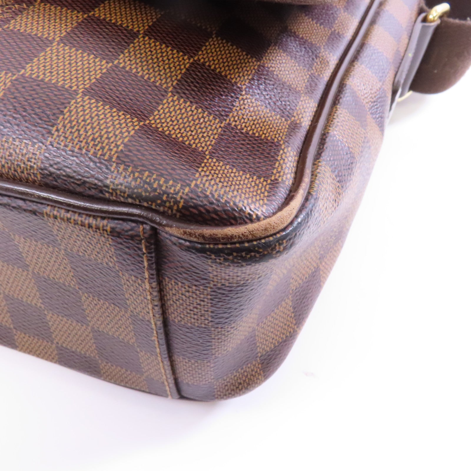 LOUIS VUITTON Damier Shelton GM金扣肩背袋棕色