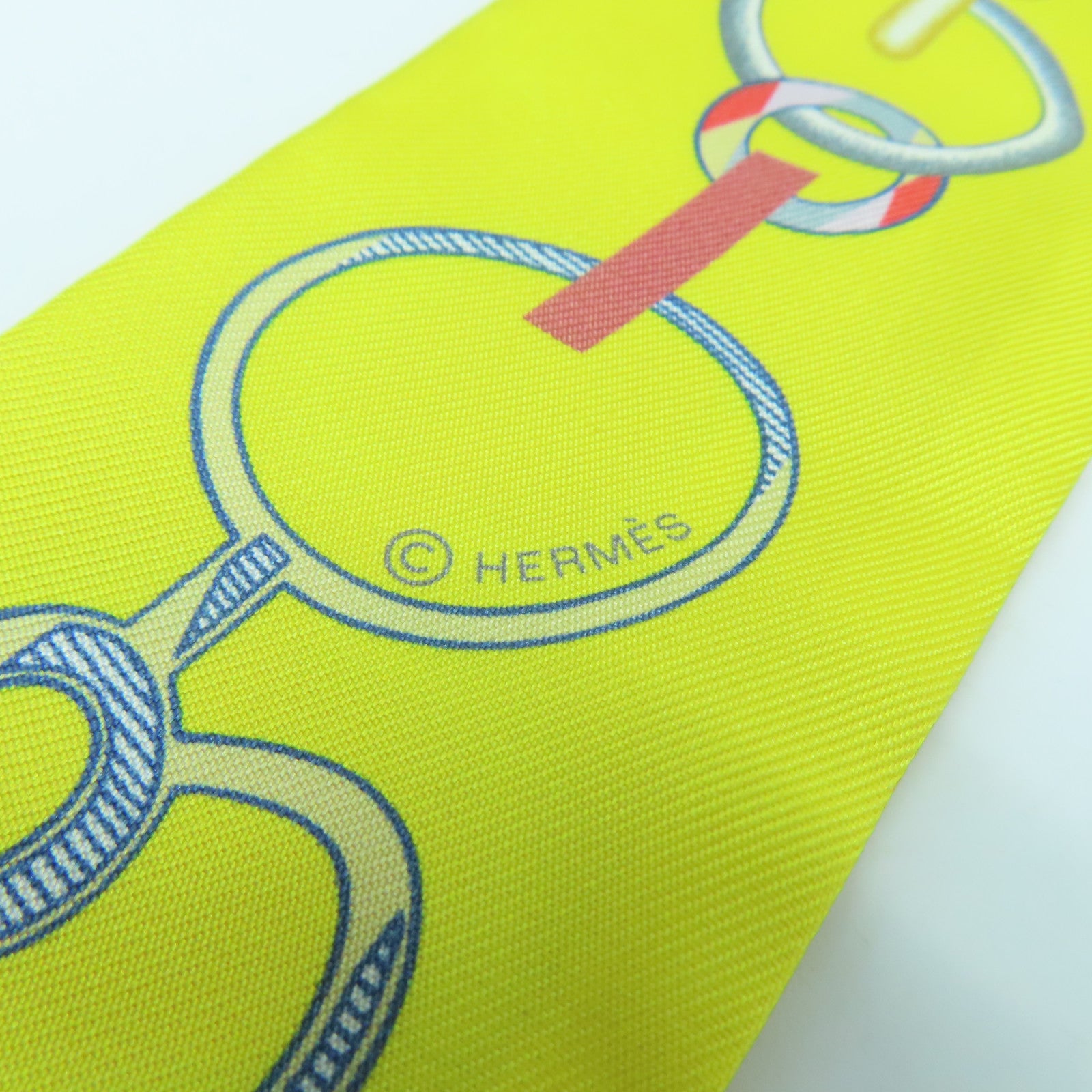 HERMES 【激減優惠】絲質Twilly絲巾橙色/黃色