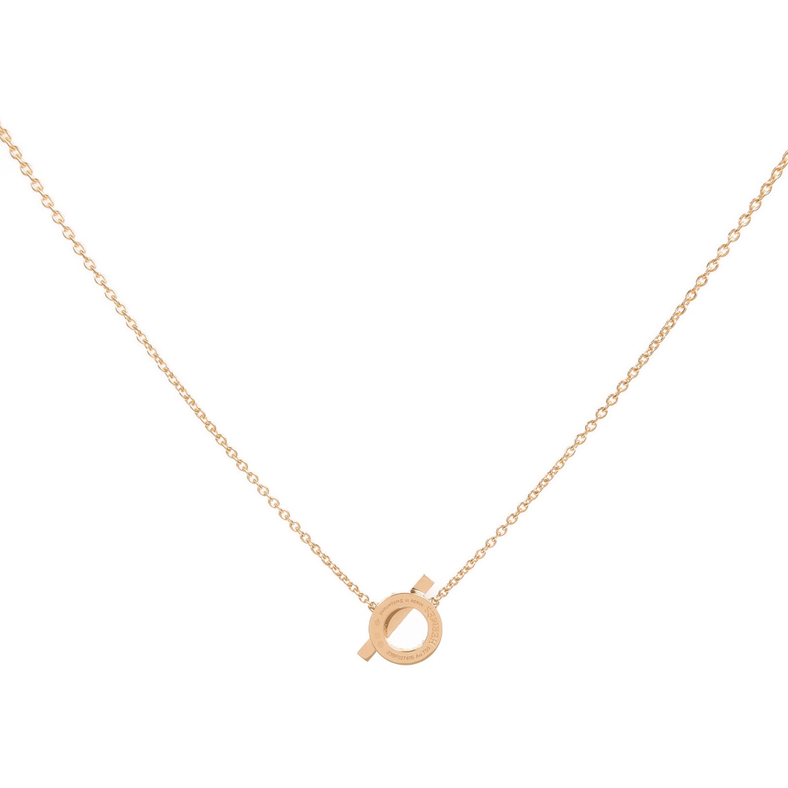 HERMES 18K玫瑰金Finesse Necklace鑽石項鍊