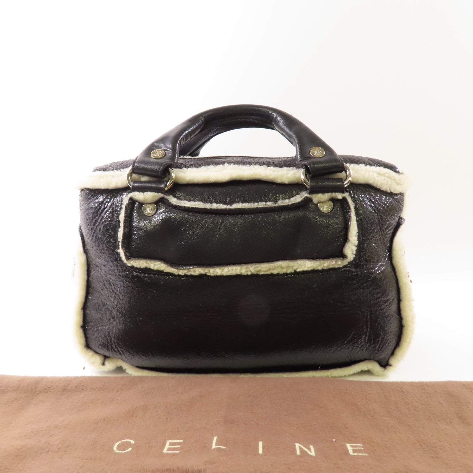 CELINE 【激減優惠】牛皮皮革Handbag銀扣手挽袋
